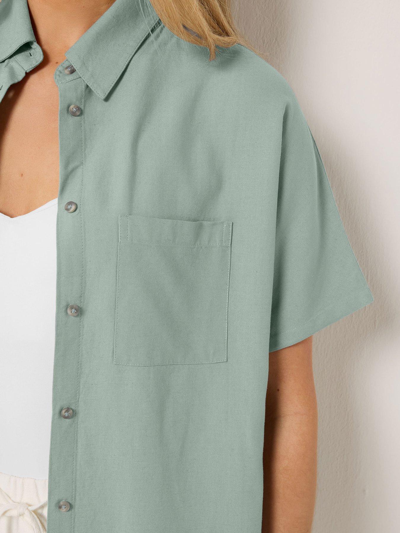 Image 5 of 6 of Long Tall Sally Short Sleeve Linen Shirt - Black