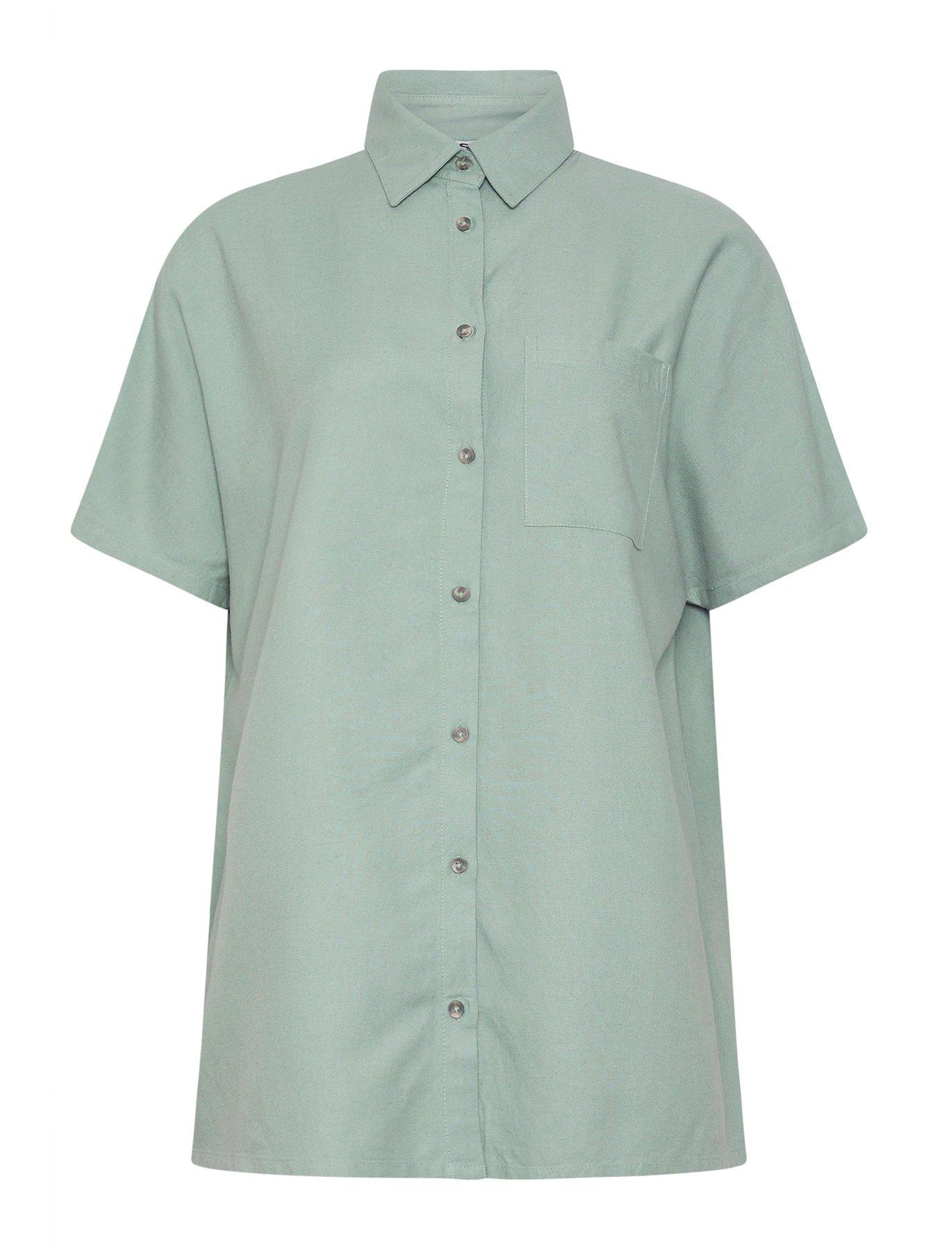 Image 6 of 6 of Long Tall Sally Short Sleeve Linen Shirt - Black