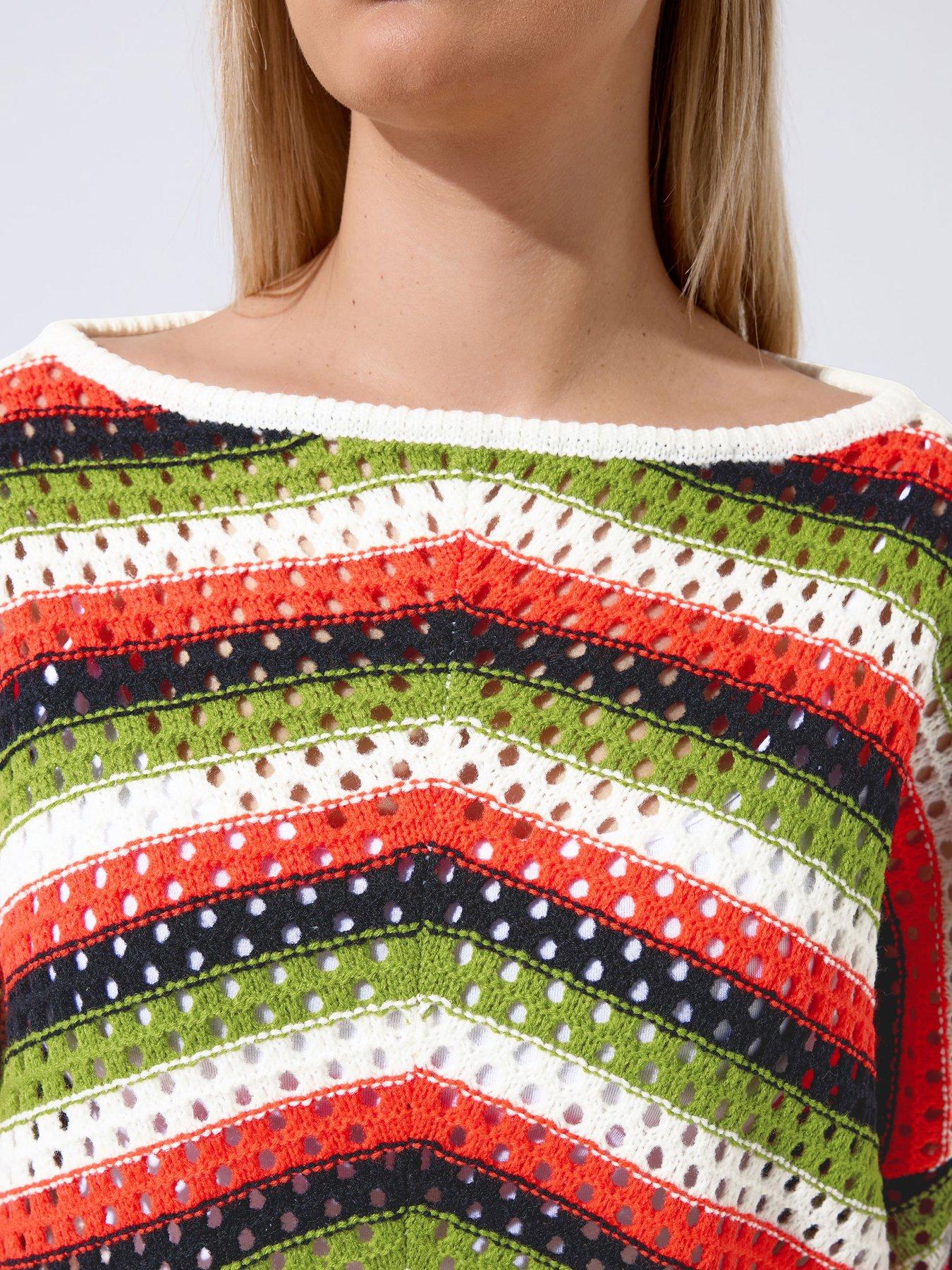 Image 4 of 4 of Yours Curve Zig Zag Print Crochet Shirt