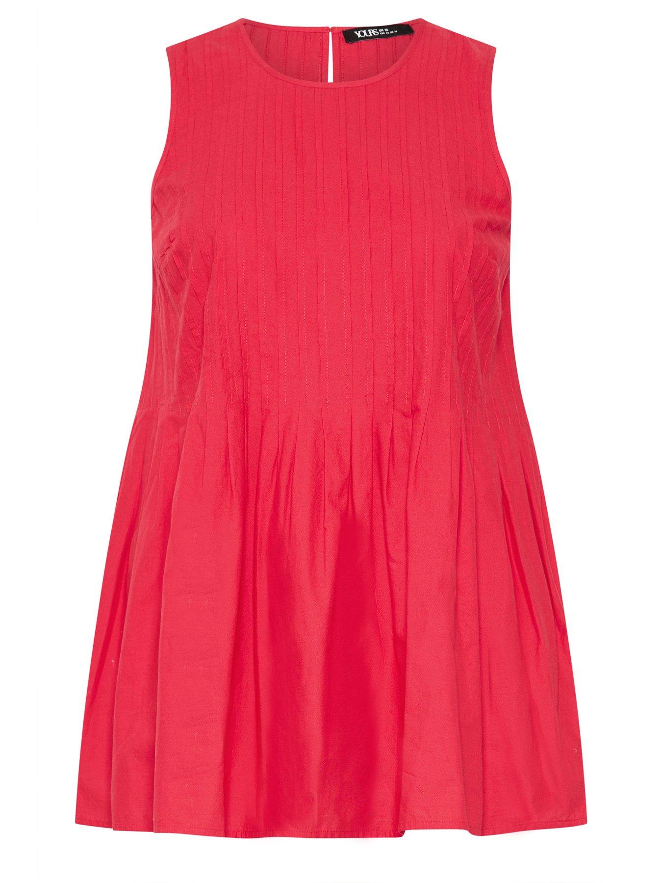 yours-curve-pleated-peplum-top-reddetail
