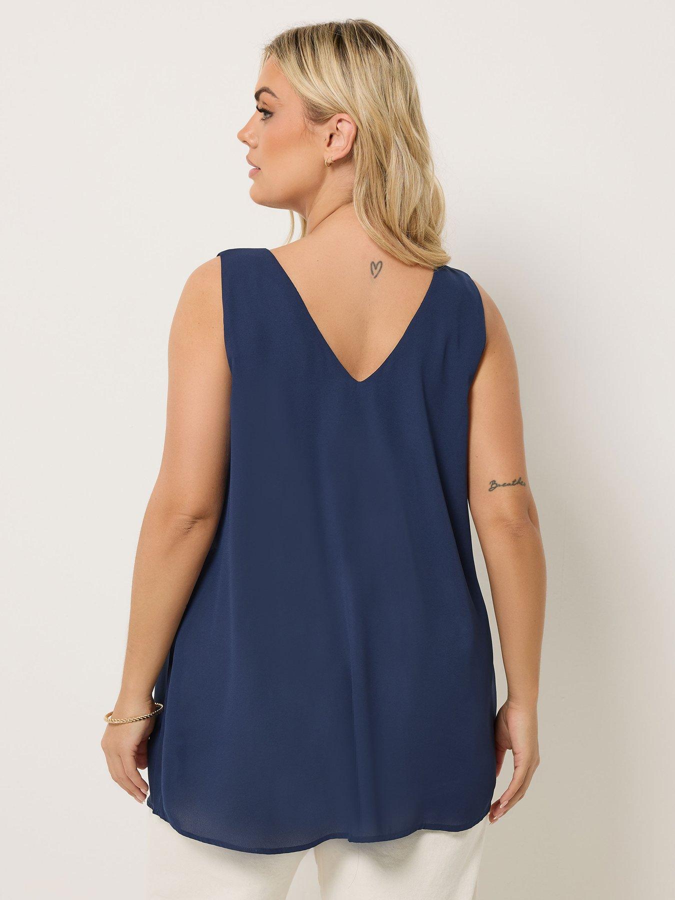 Image 2 of 5 of Yours Curve Swiss Moss Vest Top - Black