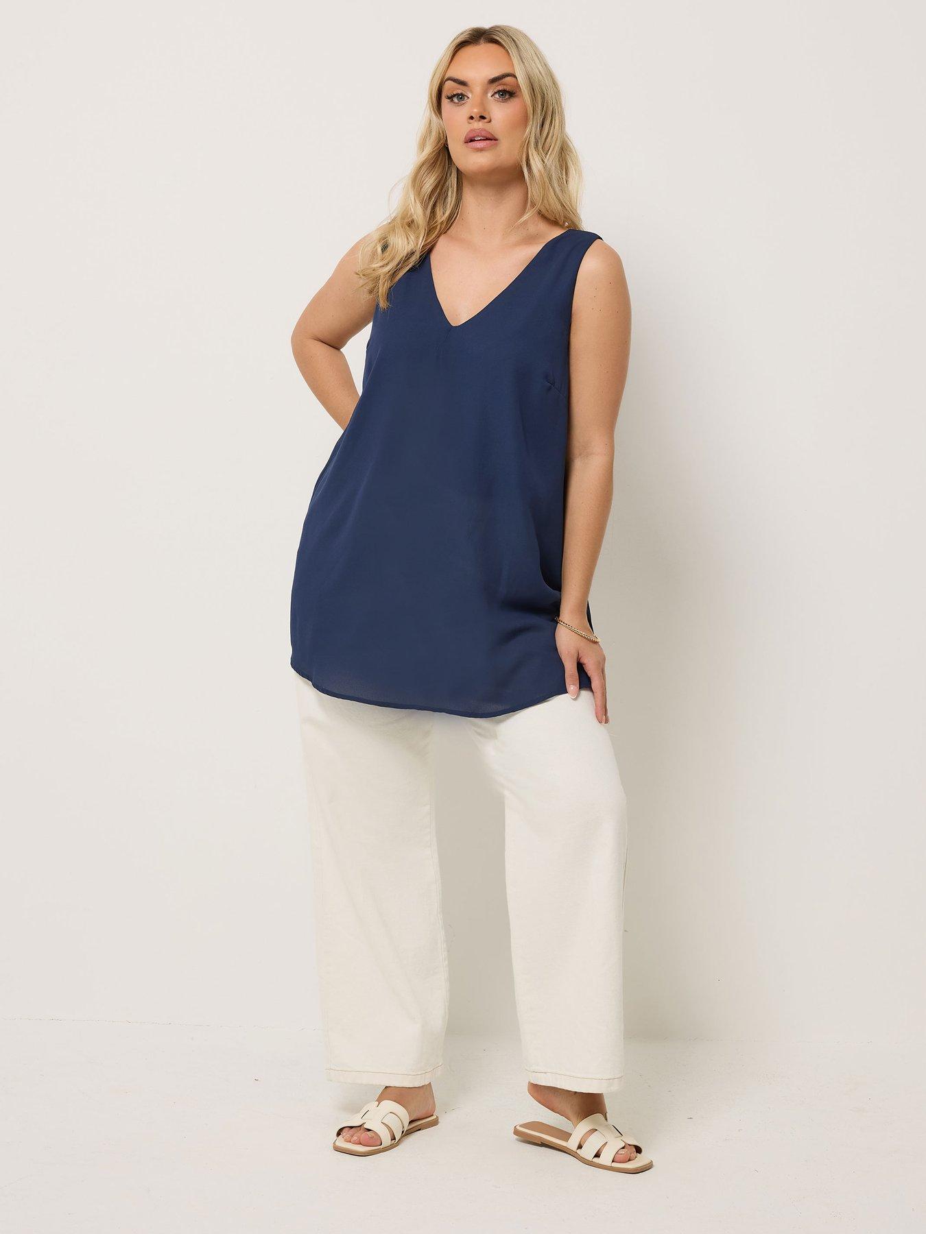 Image 3 of 5 of Yours Curve Swiss Moss Vest Top - Black