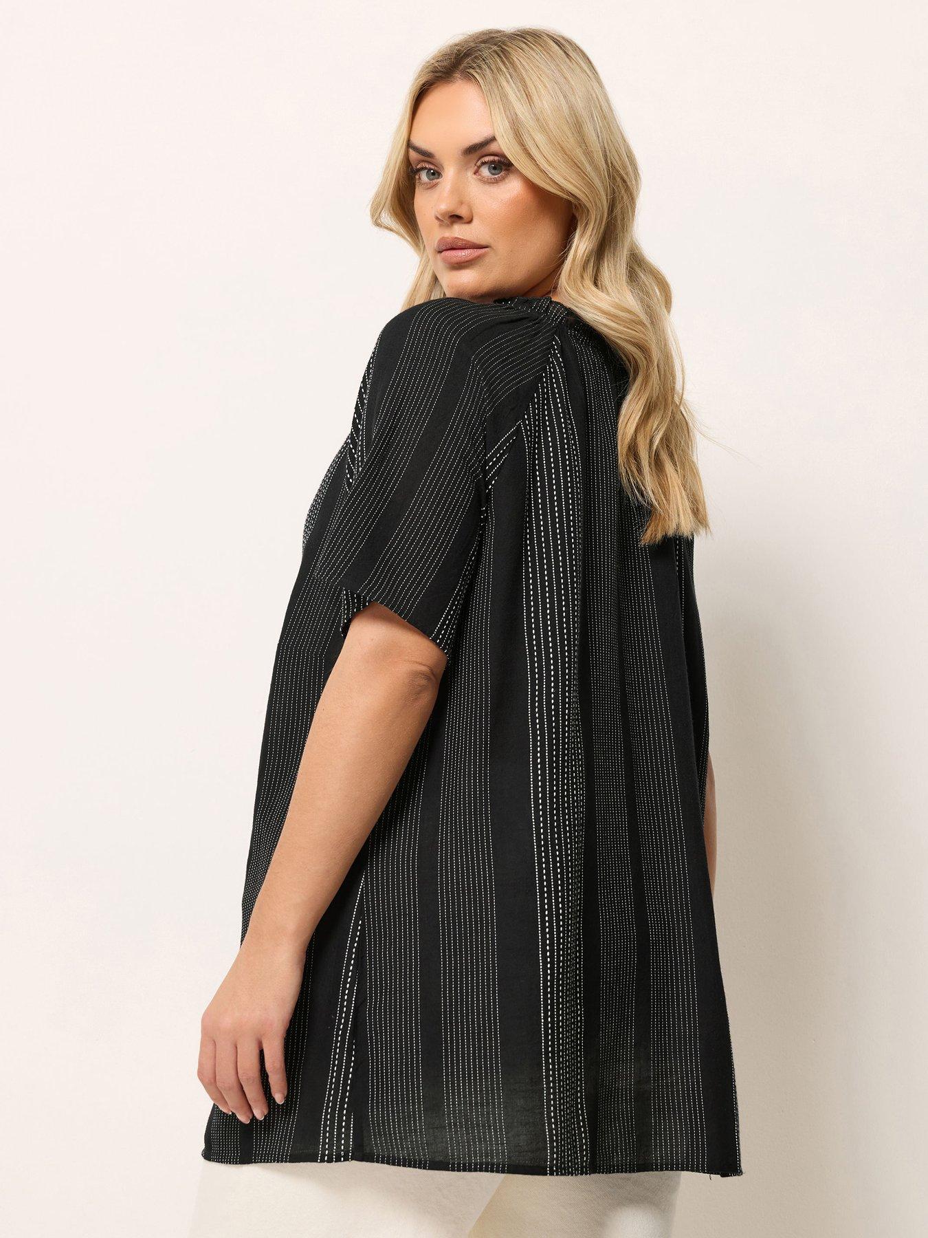 Image 2 of 4 of Yours Curve Notch Neck Embroidered Blouse - Black
