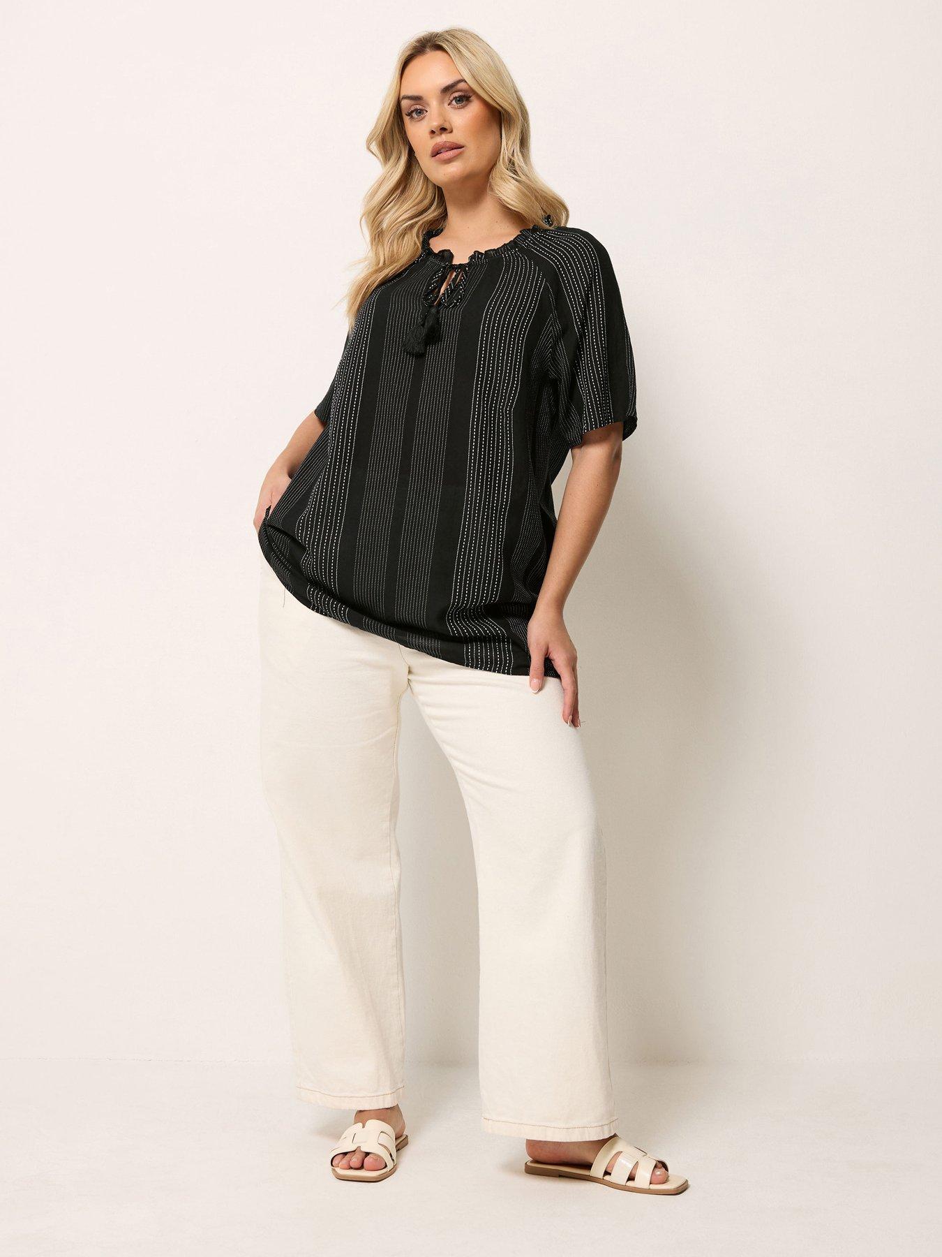Image 3 of 4 of Yours Curve Notch Neck Embroidered Blouse - Black