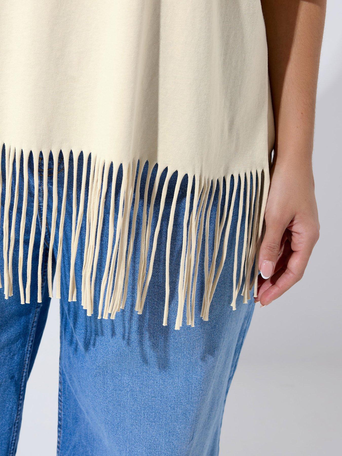 Image 4 of 5 of Yours Curve Tassel Beach Top