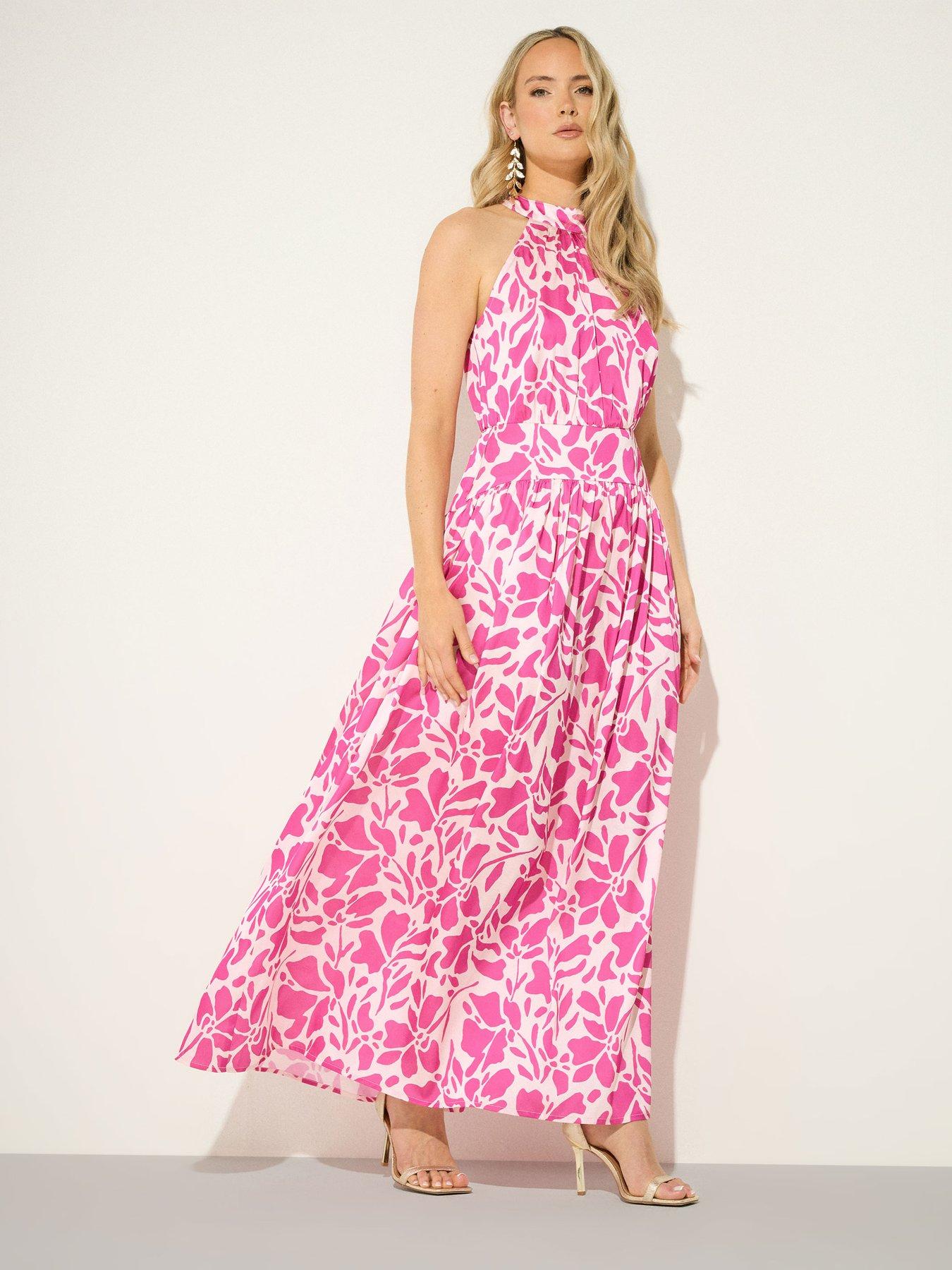 Long Tall Sally Swirl Halterneck Maxi Dress - Pink