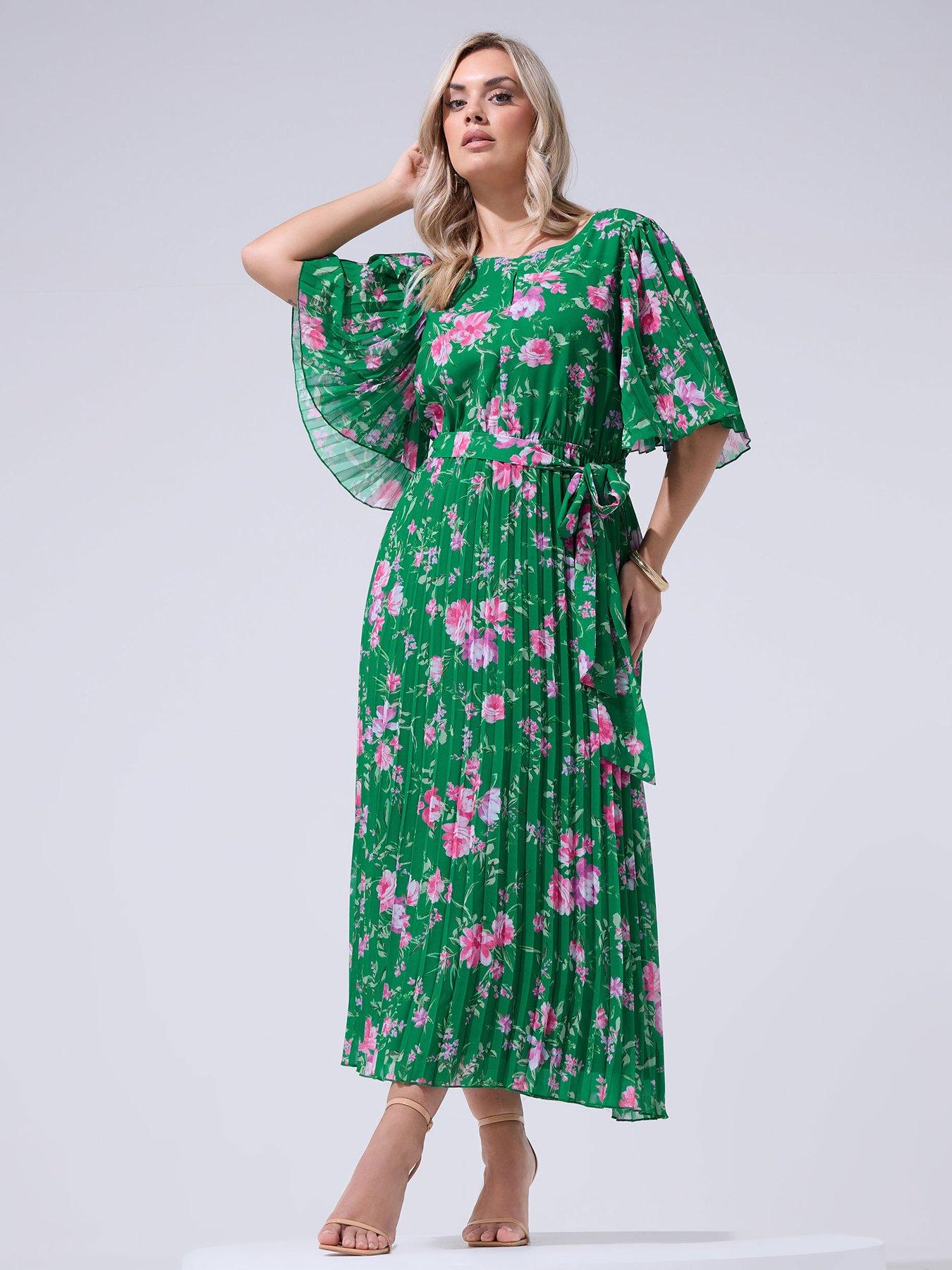 Yours Curve Floral Pleated Maxi Dress