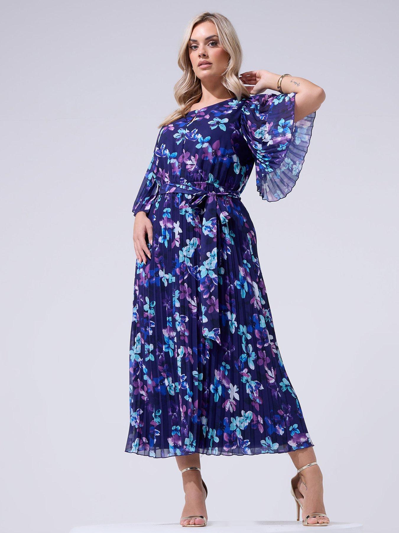 Yours Curve Floral Pleated Maxi Dress