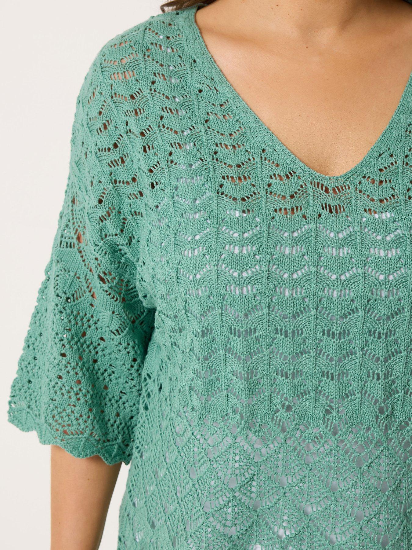 Image 4 of 5 of Yours Curve Crochet Tunic Jumper - Blue