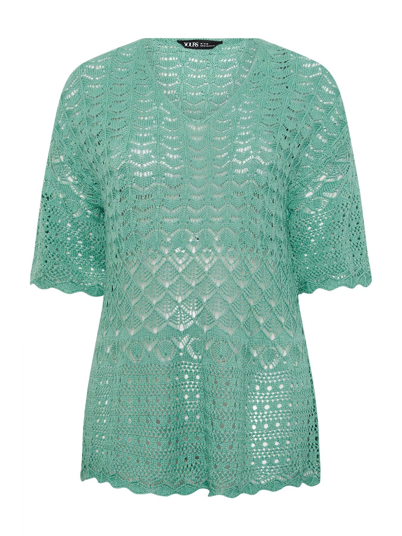 Image 5 of 5 of Yours Curve Crochet Tunic Jumper - Blue