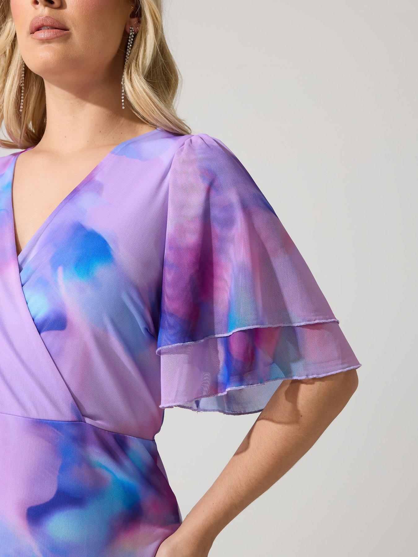 yours-curve-abstract-mesh-wrap-ruffle-dress-pinkoutfit
