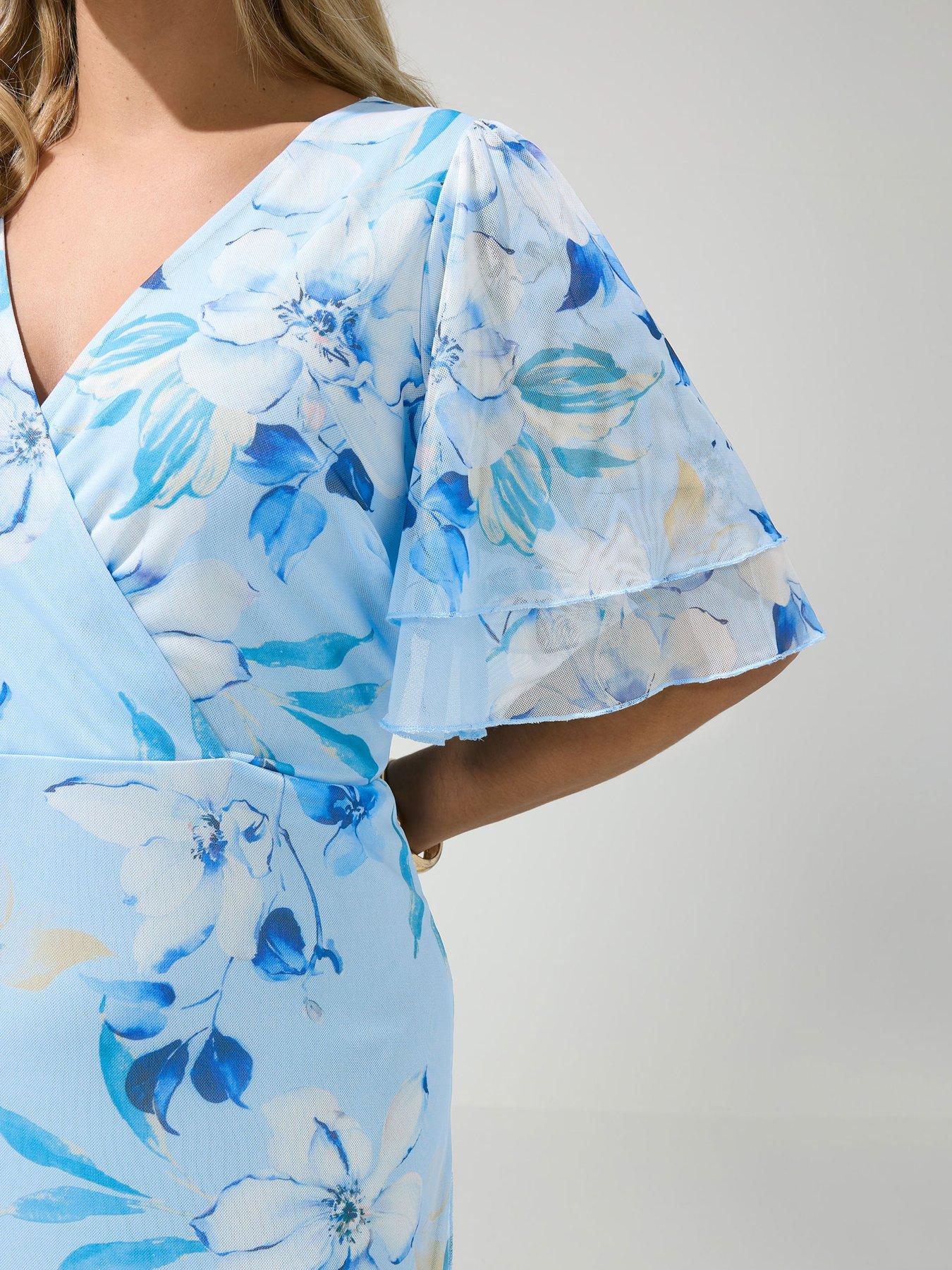 yours-curve-floral-mesh-wrap-ruffle-dress-blueoutfit