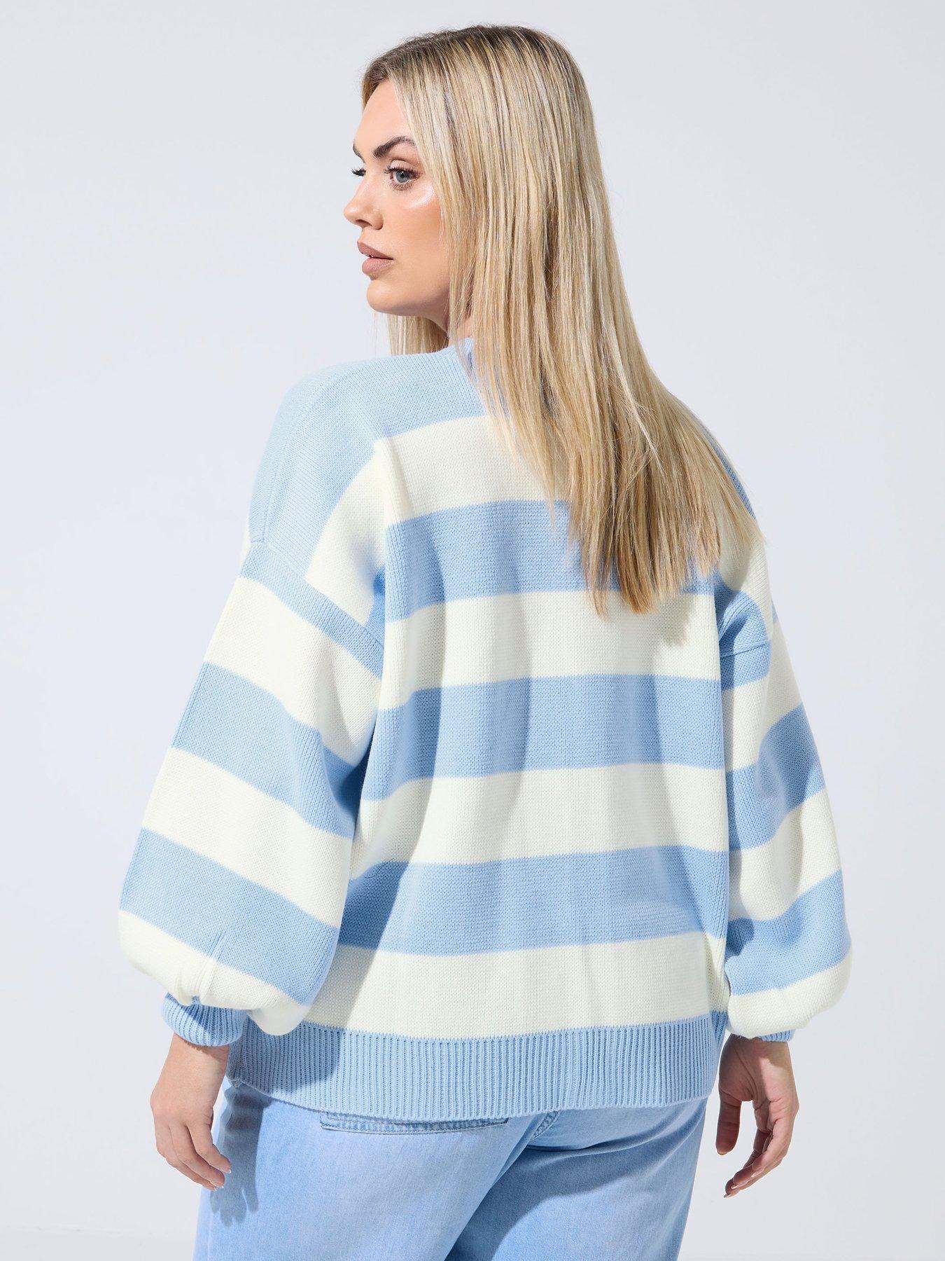 Image 2 of 5 of Yours Curve Stripe Balloon Cardigan