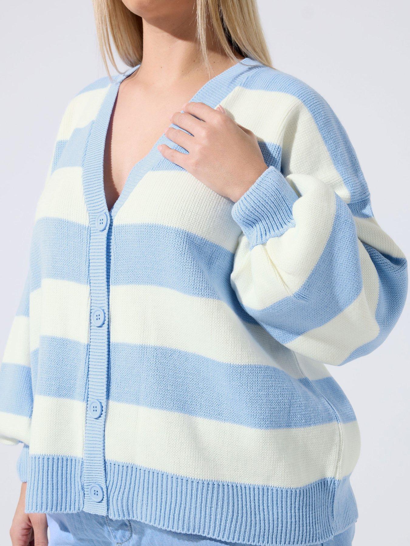 Image 4 of 5 of Yours Curve Stripe Balloon Cardigan