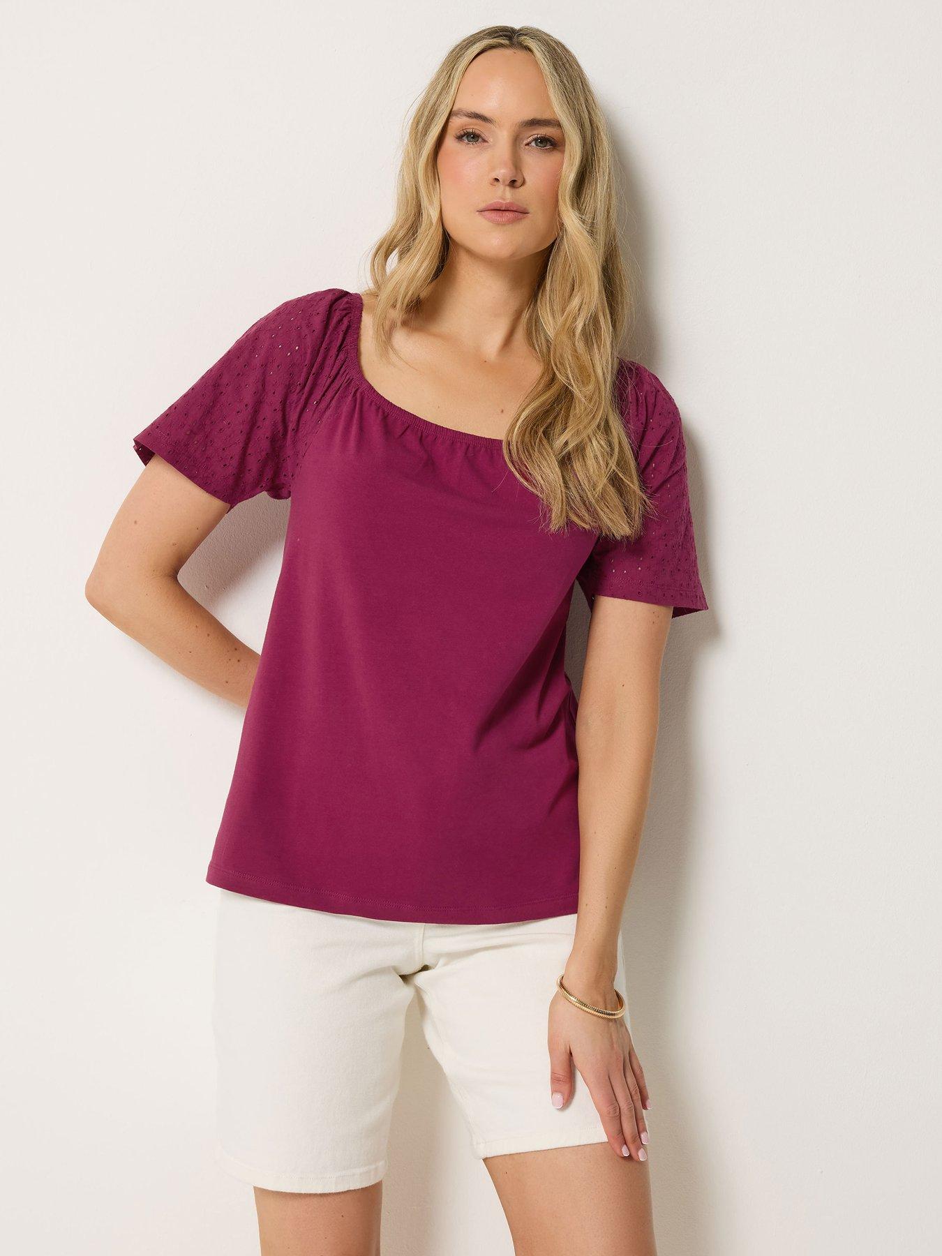 Long Tall Sally Tall Square Neck Broidery Sleeve Top