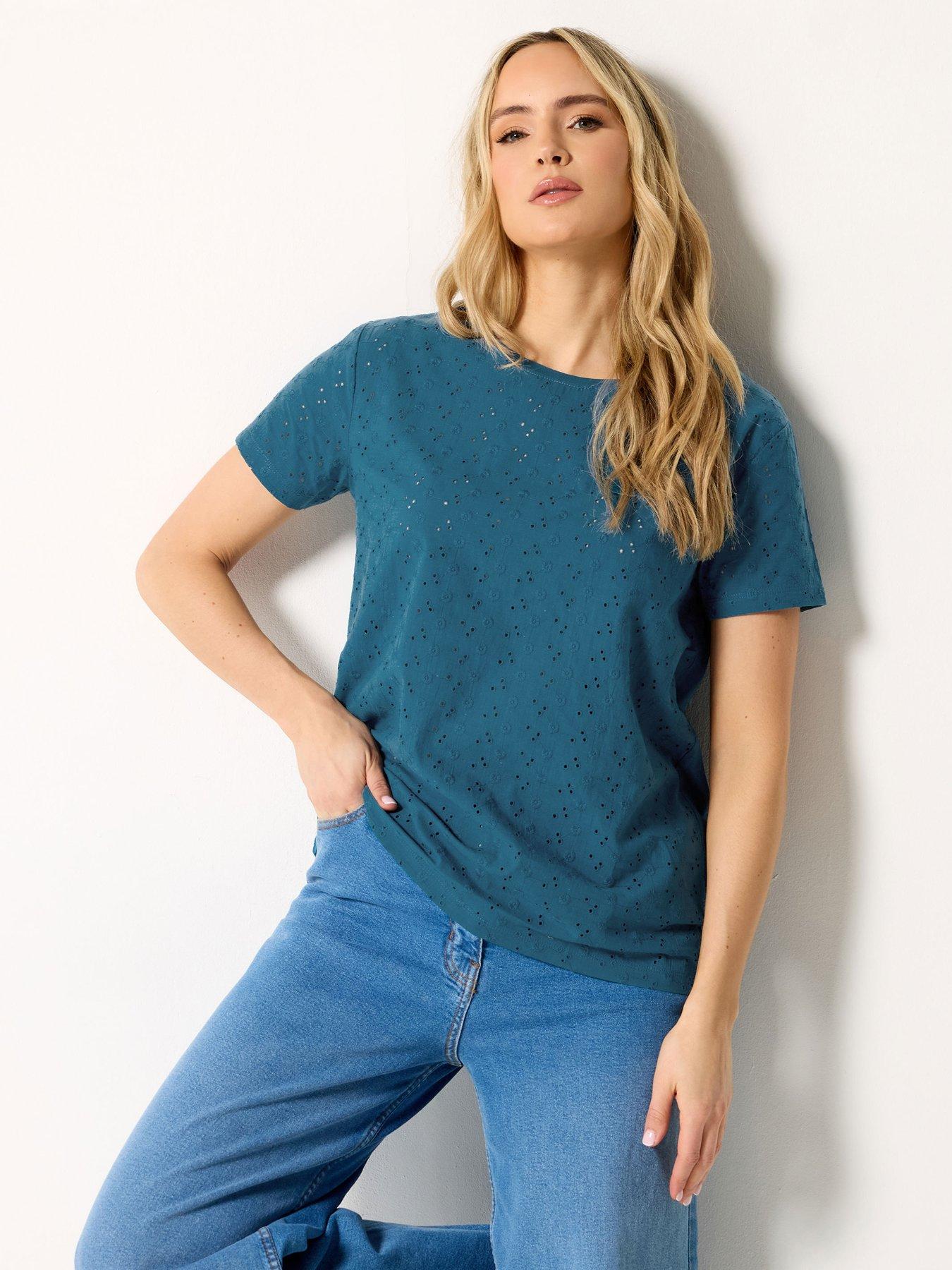 Long Tall Sally Tall Square Neck Broidery Front T-shirt