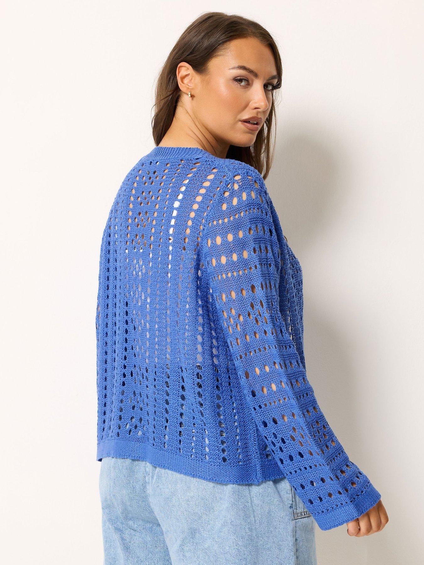Image 2 of 5 of Yours Curve Tape Yarn Chunky Cardigan - Blue