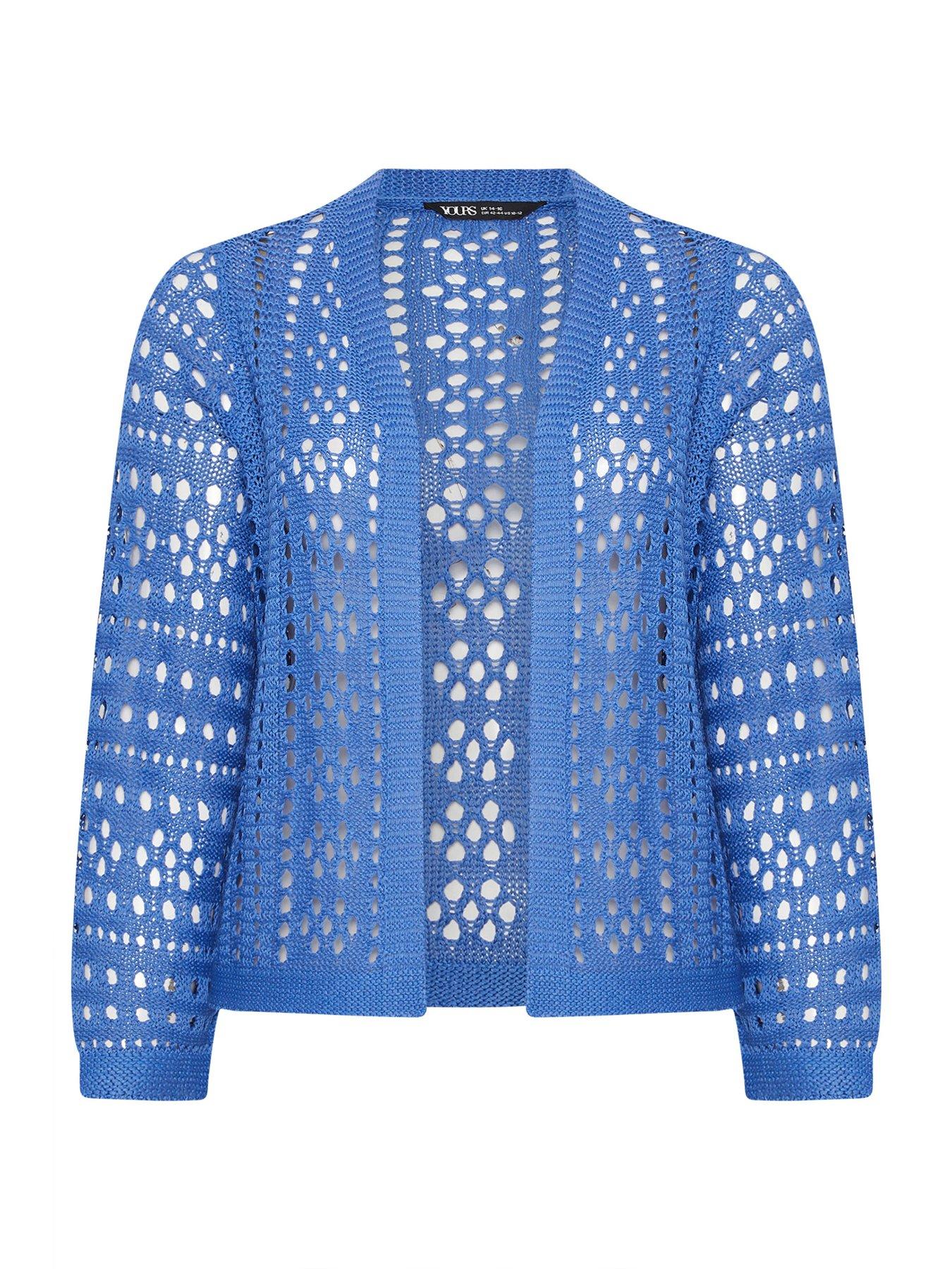 Image 5 of 5 of Yours Curve Tape Yarn Chunky Cardigan - Blue
