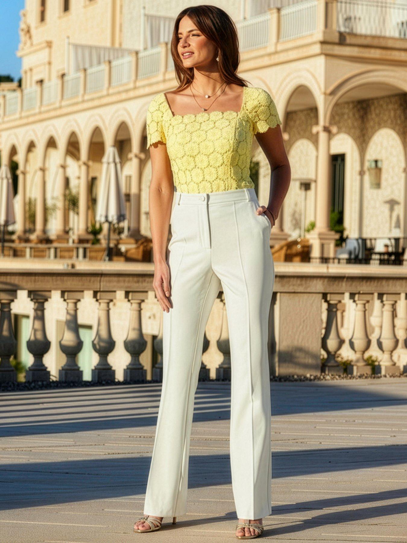 Image 3 of 3 of Sosandar Premium Lace Detail Top - Yellow