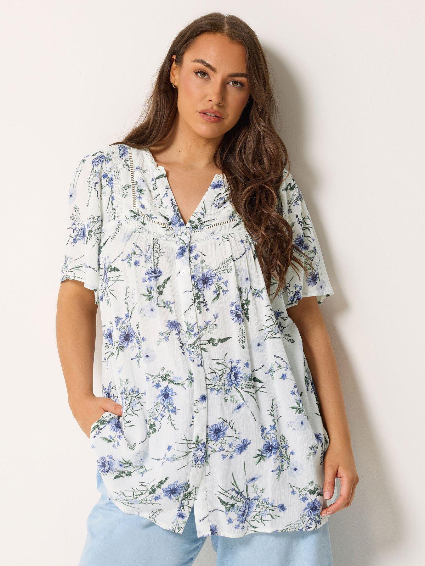 Yours Curve Floral Notch Neck Blouse