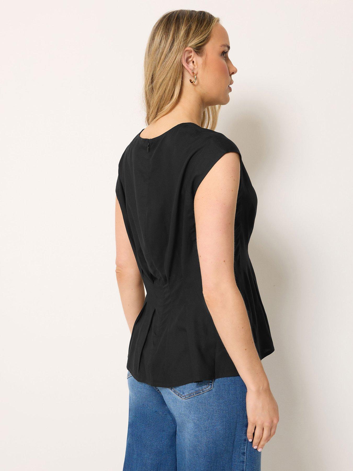 Image 3 of 4 of Long Tall Sally Grown On Sleeve Pleated Top - Black