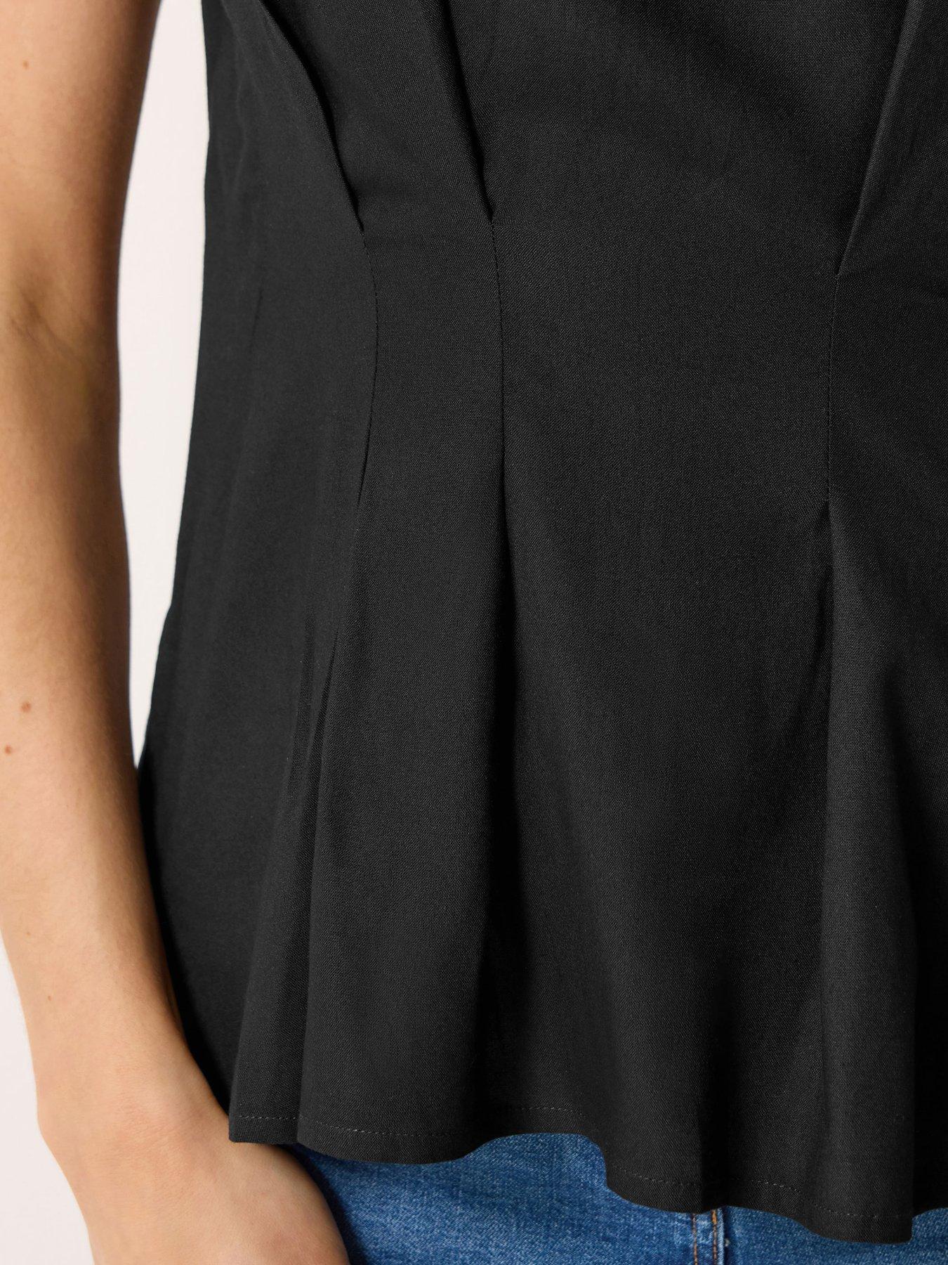 Image 4 of 4 of Long Tall Sally Grown On Sleeve Pleated Top - Black
