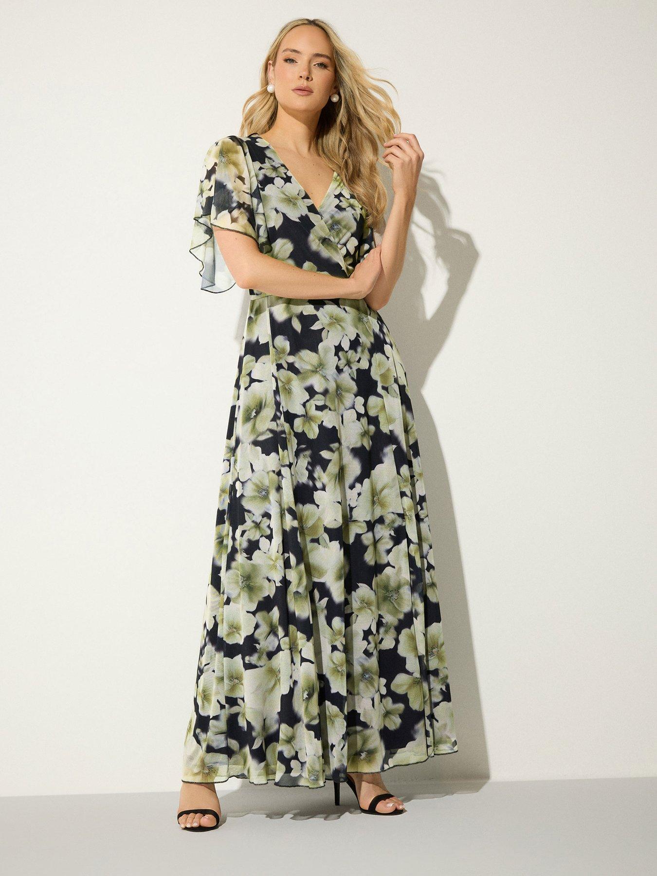 Long Tall Sally Floral Mesh Wrap Maxi Dress - Blue