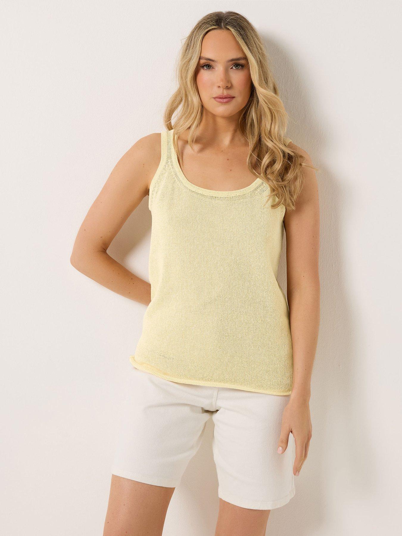 Long Tall Sally Premium Linen Knit Vest - Yellow