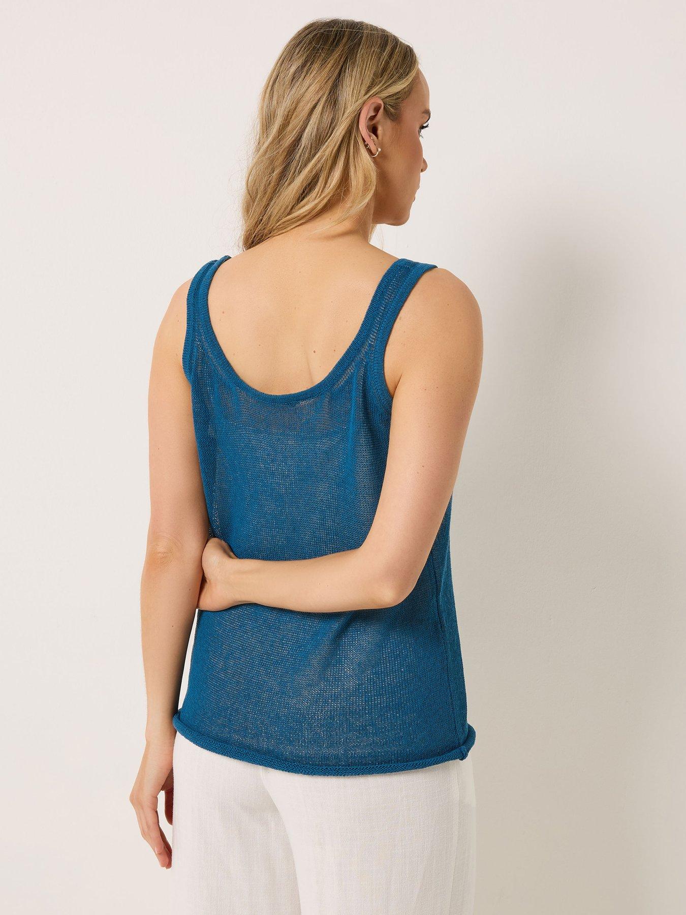 Image 2 of 5 of Long Tall Sally Premium Linen Knit Vest - Blue