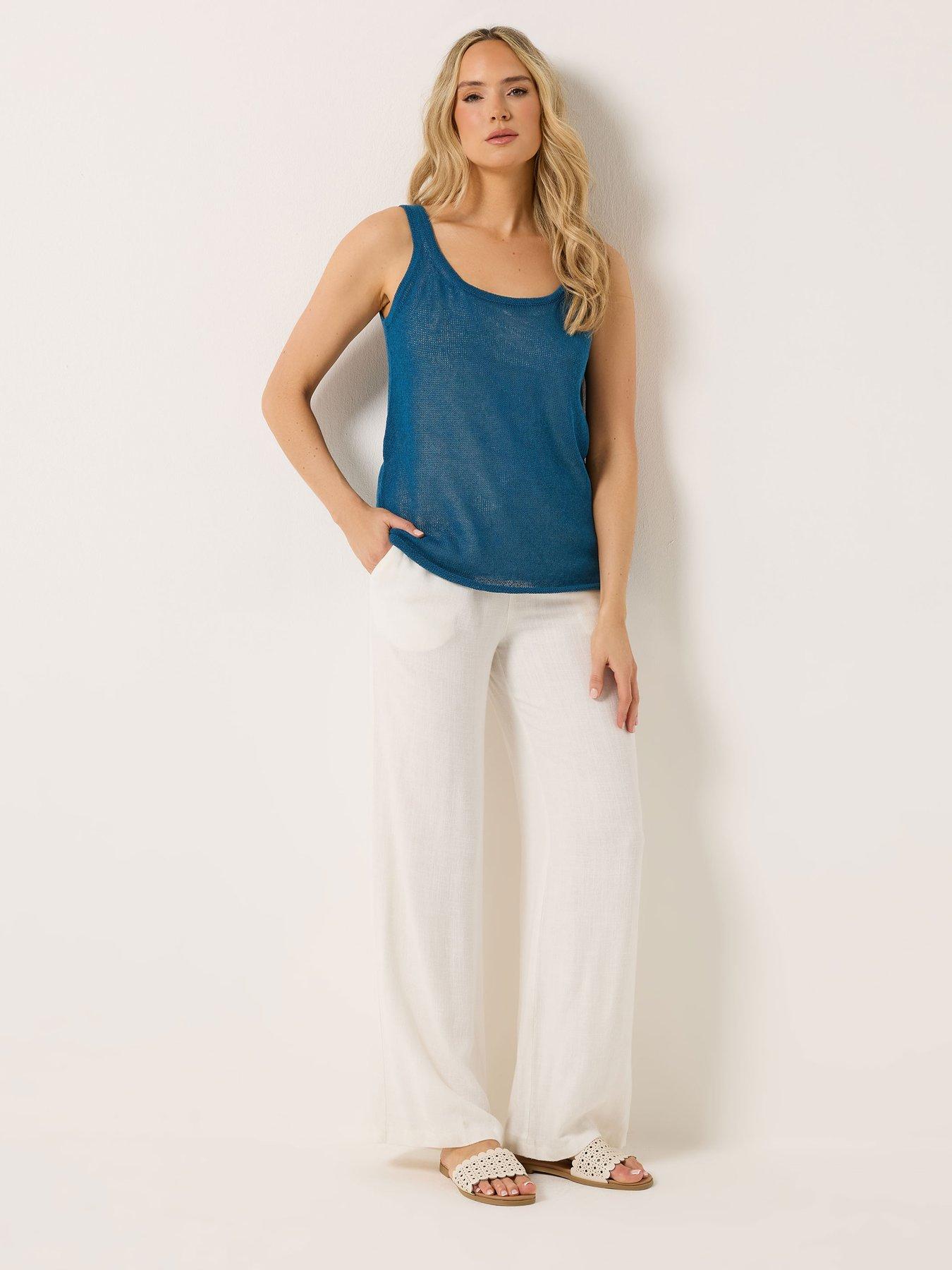 Image 3 of 5 of Long Tall Sally Premium Linen Knit Vest - Blue