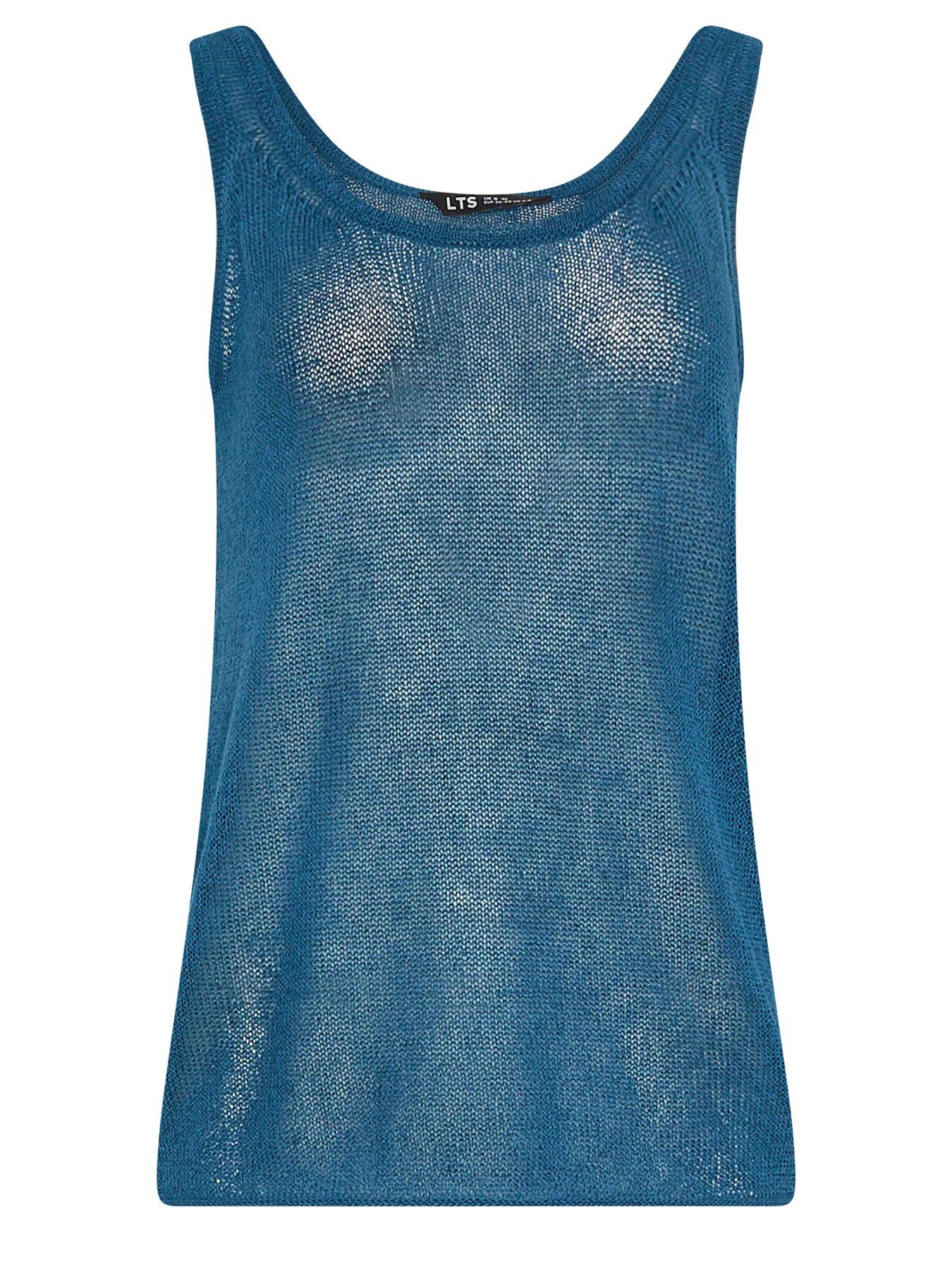 Image 5 of 5 of Long Tall Sally Premium Linen Knit Vest - Blue