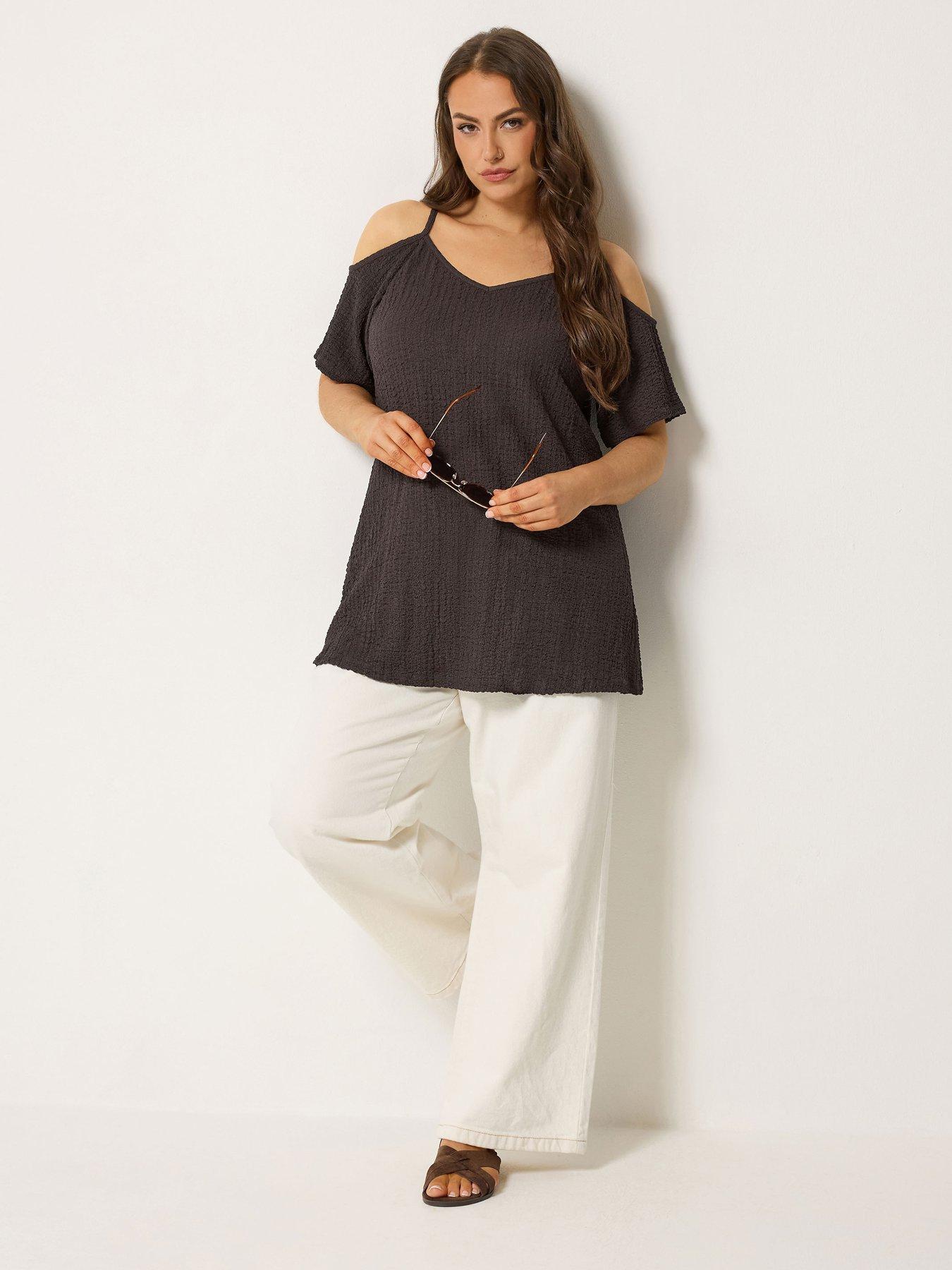 Image 3 of 5 of Yours Curve Textured Cold Shoulder Top