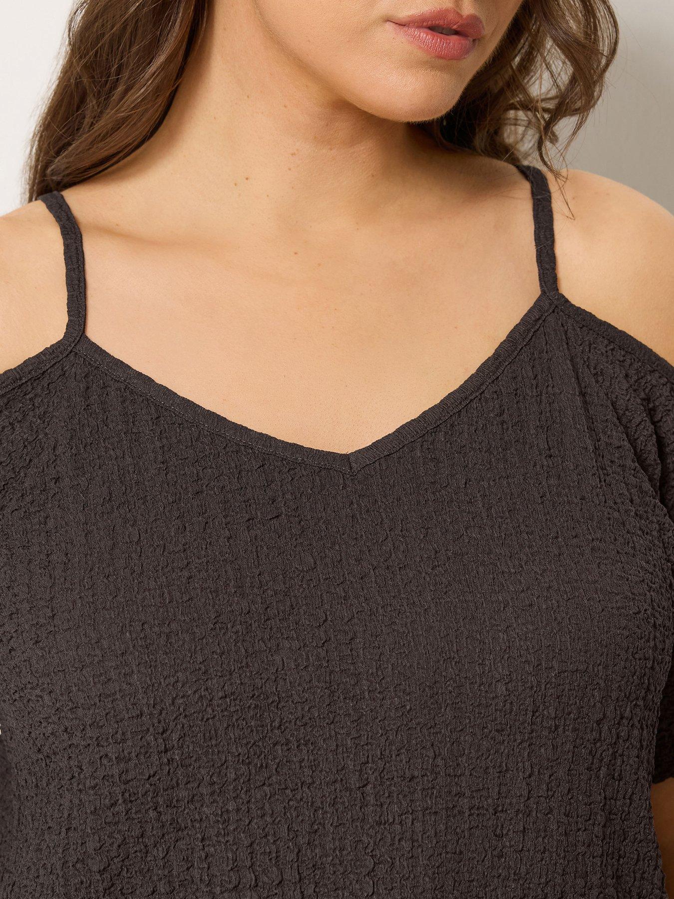 Image 4 of 5 of Yours Curve Textured Cold Shoulder Top