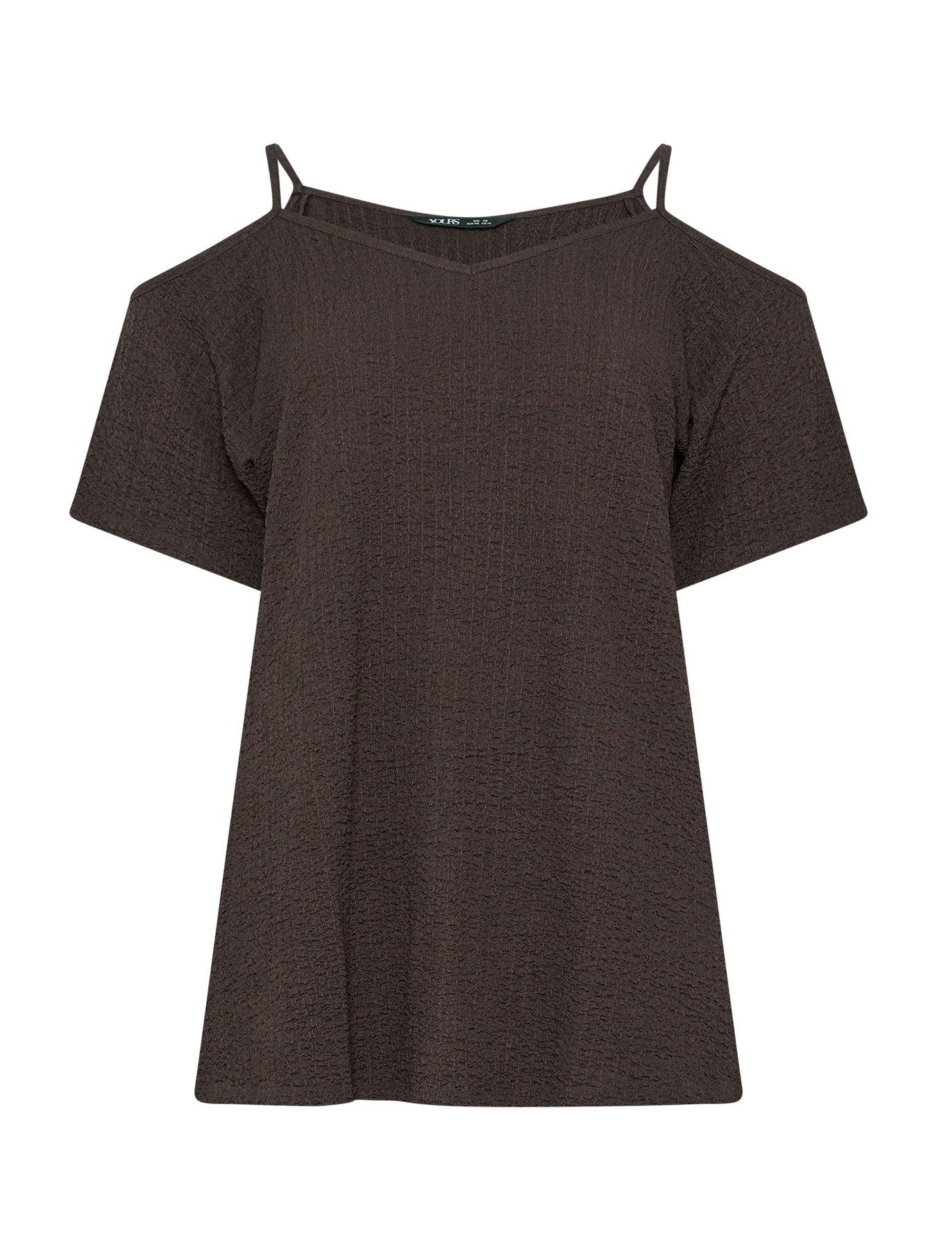 Image 5 of 5 of Yours Curve Textured Cold Shoulder Top