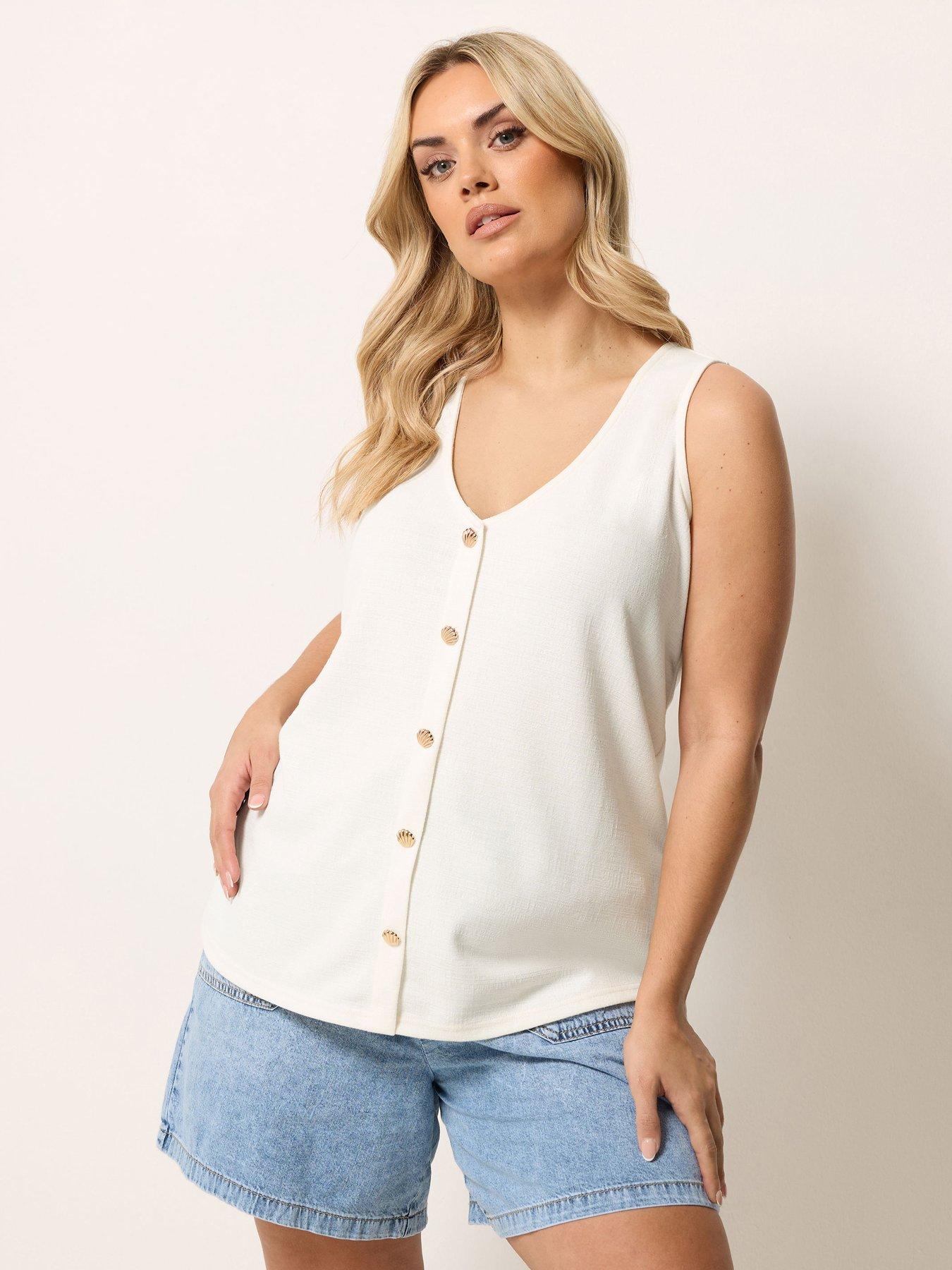 Image 1 of 4 of Yours Curve Shell Detail Vest Top - Black