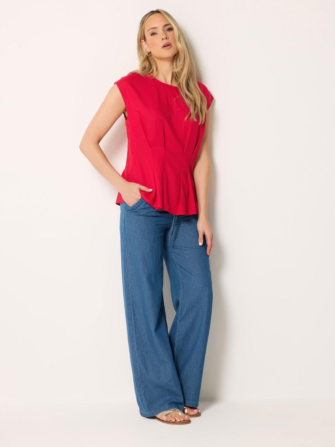 Image 3 of 4 of Long Tall Sally Tall Grown On Sleeve Pleated Top