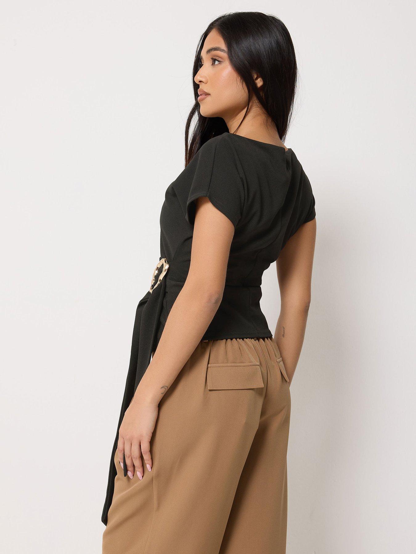 Image 2 of 4 of PixieGirl Petite Buckle Belt Top - Black