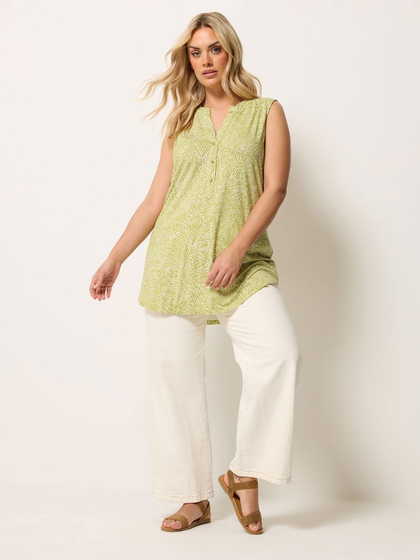 yours-curve-printed-sleeveless-blouse-greenback