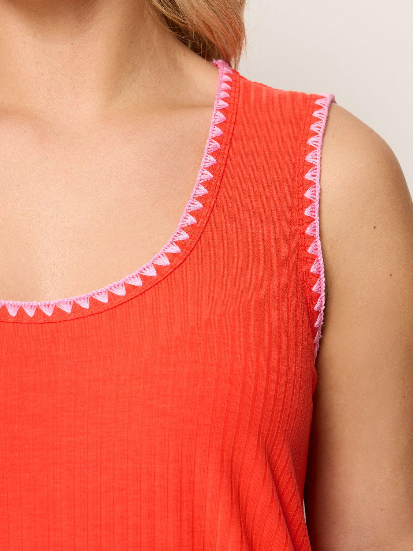 yours-curve-whipstitch-swing-vest-orangeoutfit