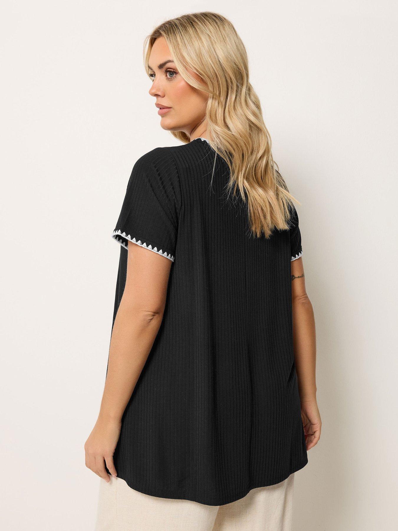 Image 2 of 4 of Yours Curve Rib Swing T-Shirt - Black