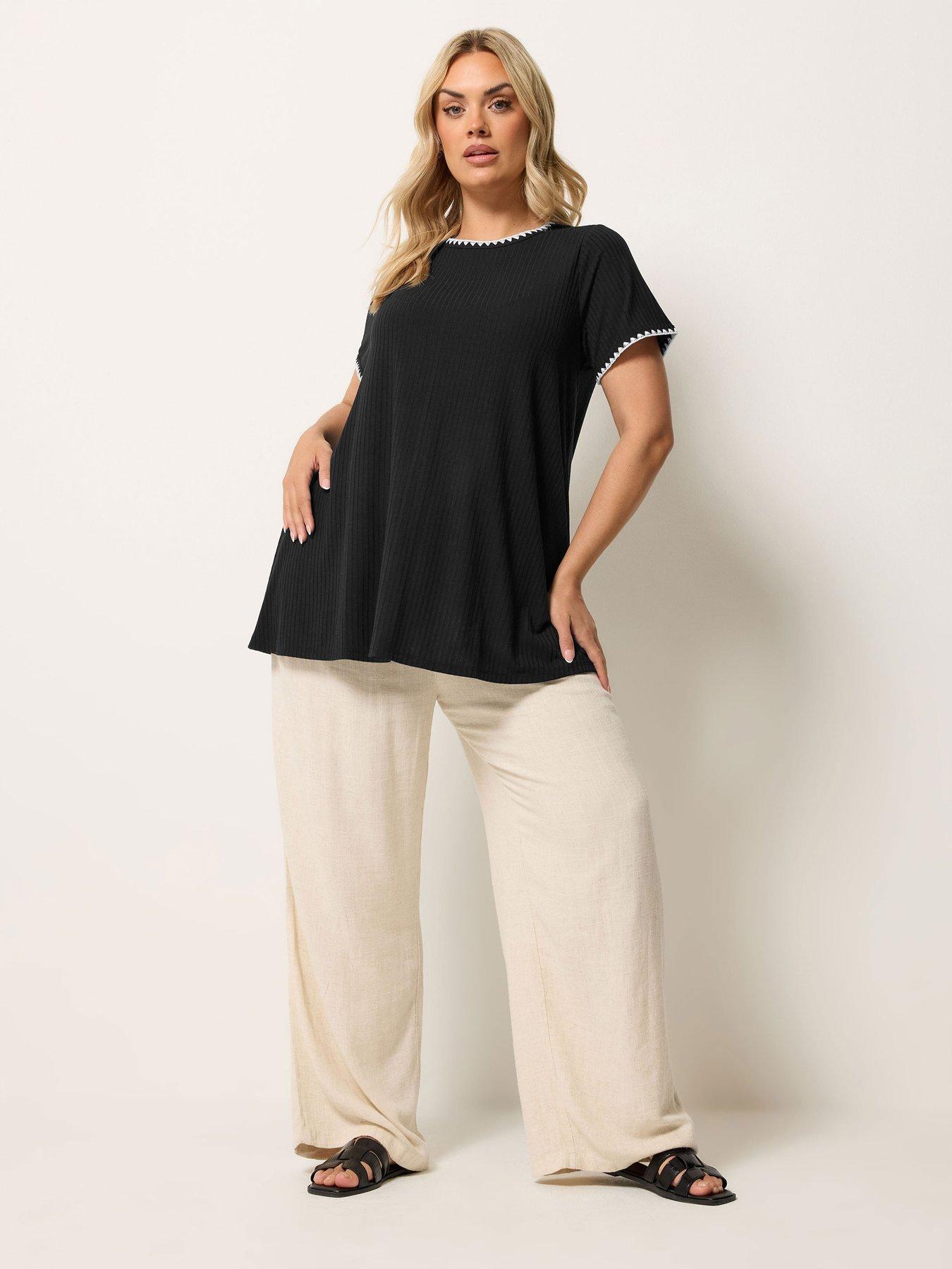 Image 3 of 4 of Yours Curve Rib Swing T-Shirt - Black