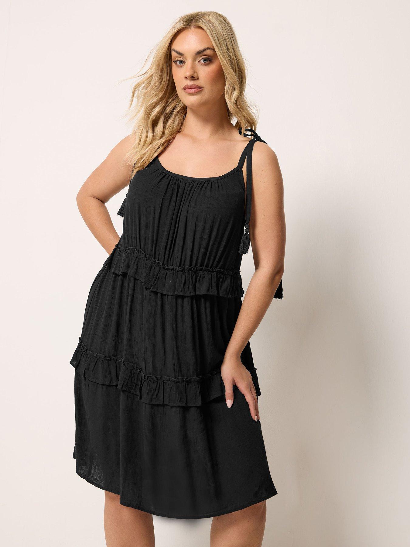 Yours Curve Ruffle Throw On Dress - Black