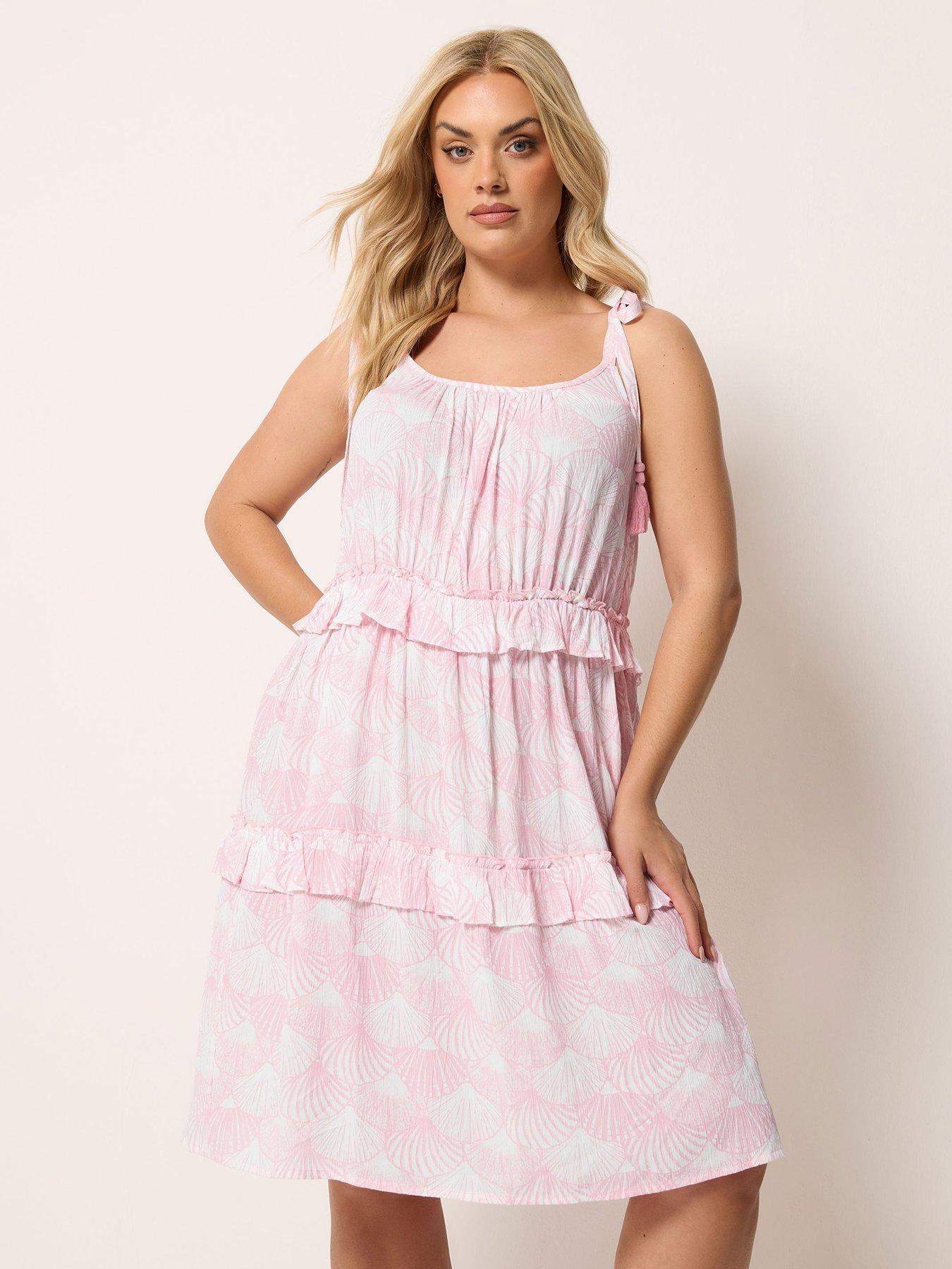 Yours Curve Ruffle Throw On Dress - Pink