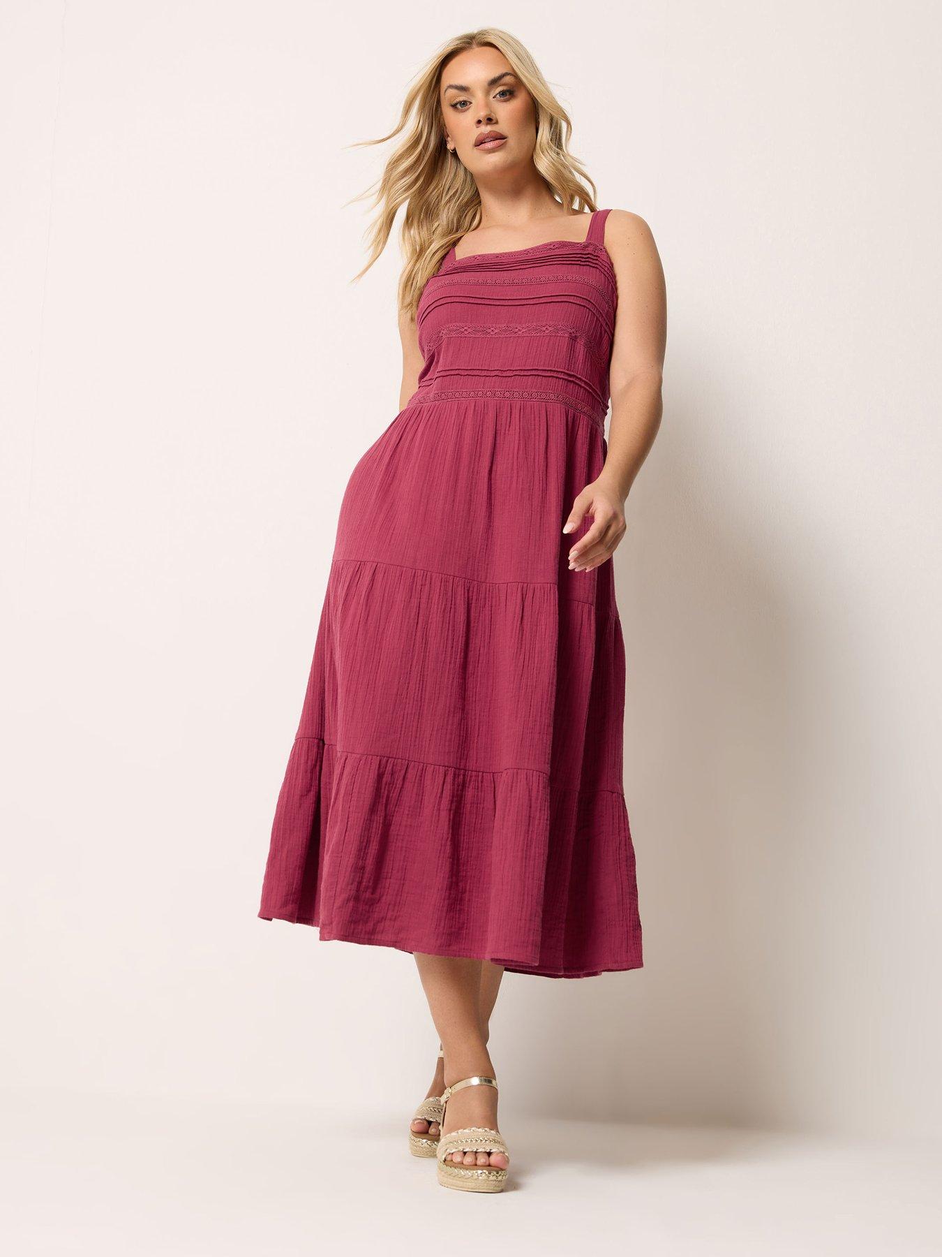 Yours Curve Cheesecloth Pleated Tie Dress