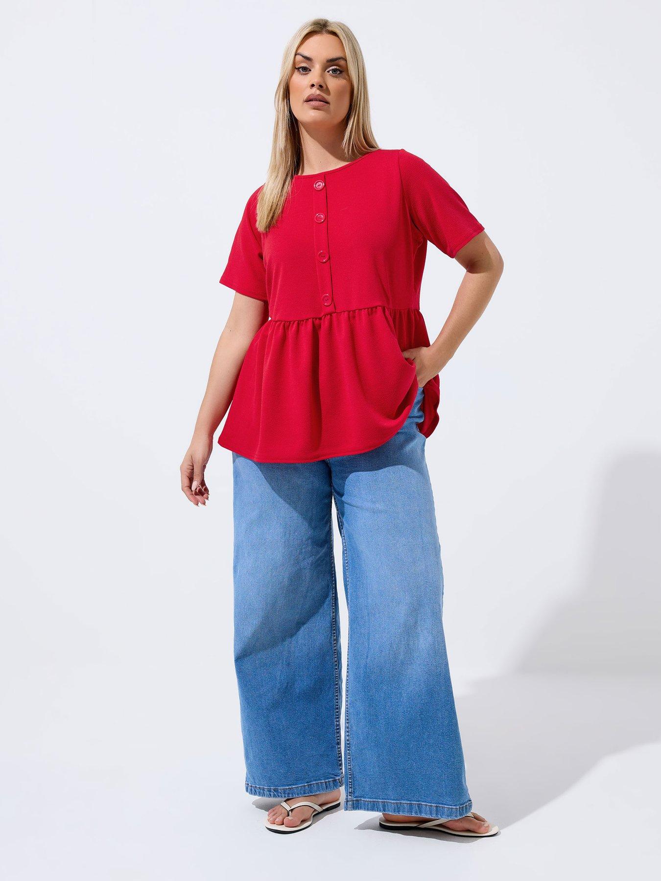 Image 3 of 5 of Yours Curve Button Down Peplum Top