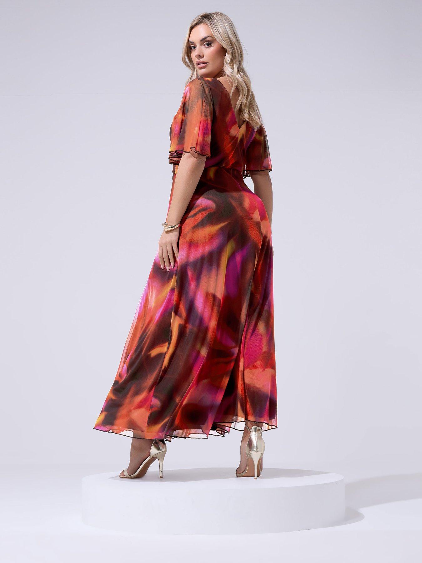 Image 2 of 4 of Yours Curve Abstract Wrap Mesh Dress