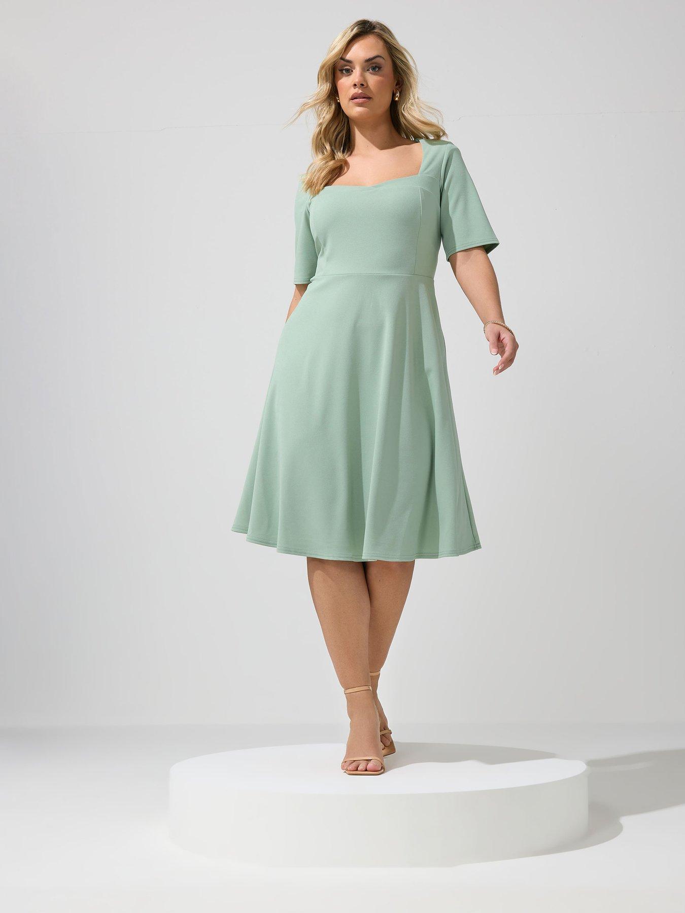 wedding guest skater dress with sleeves Skater Dresses | wedding guest | Green