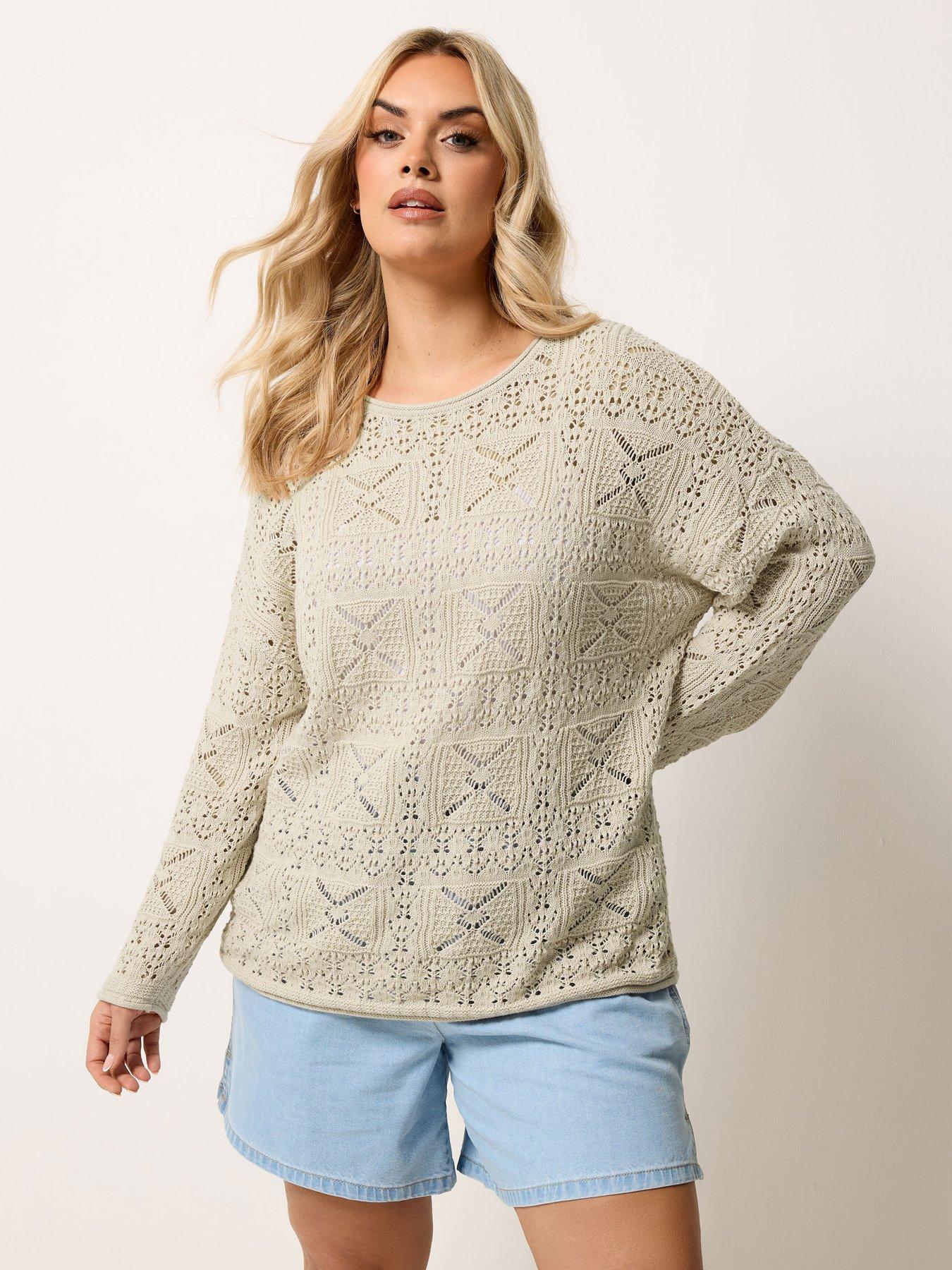 yours-curve-pointelle-stitch-jumper-creamfront