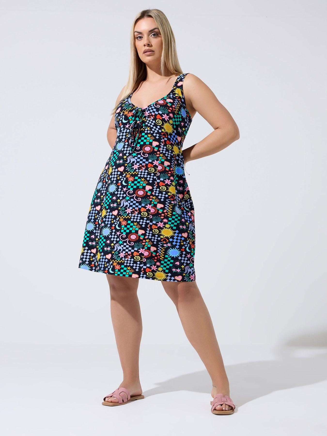 yours-curve-printed-mini-dress-blackback
