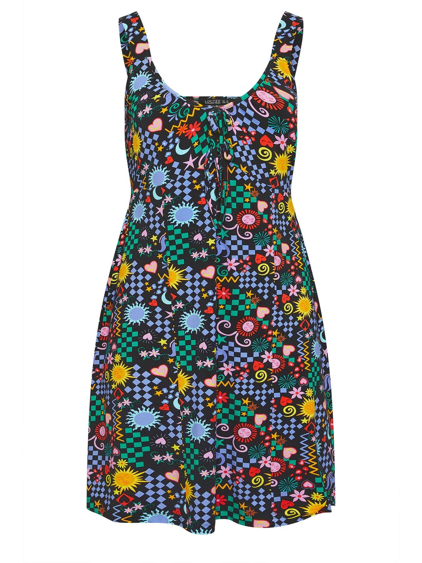 yours-curve-printed-mini-dress-blackdetail